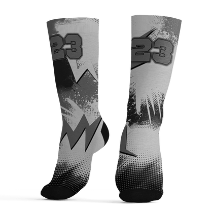 Retro High OG Black White 1s Socks Match Graffiti Wallpapers 23 3D All-Over Print - NastyJamz