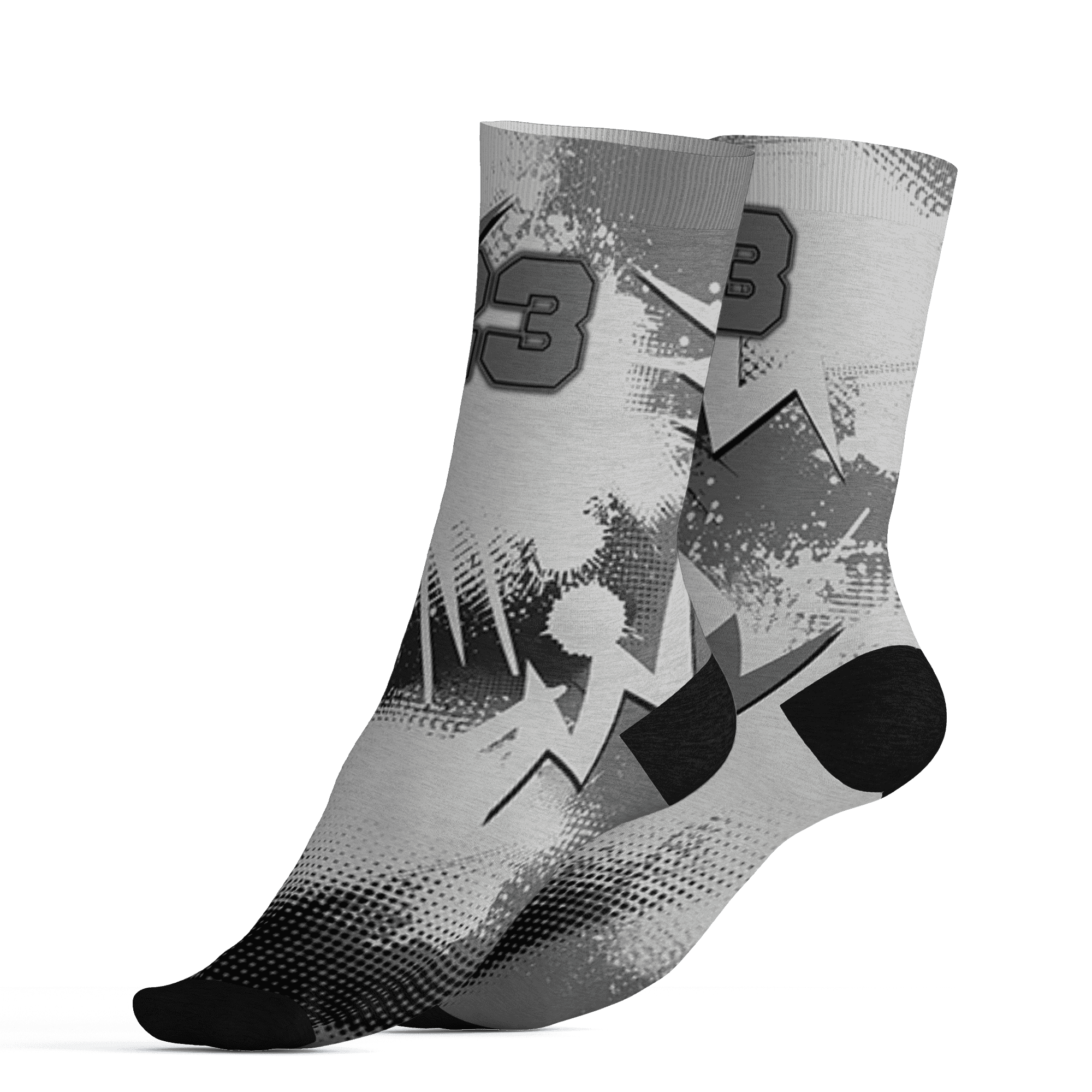 Retro High OG Black White 1s Socks Match Graffiti Wallpapers 23 3D All-Over Print - NastyJamz