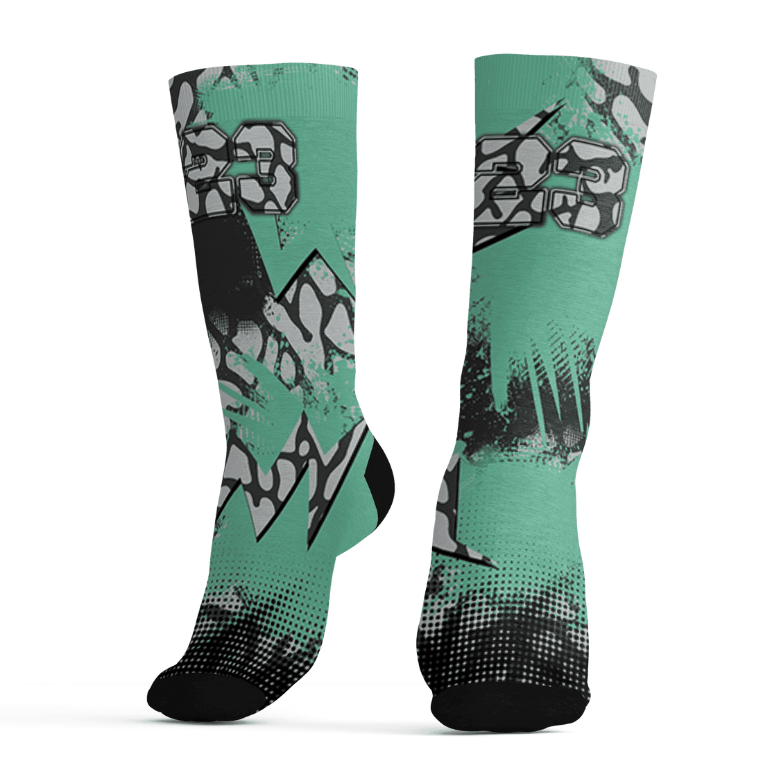 Green Glow 3s Socks Match Graffiti Wallpapers 23 3D All-Over Print - NastyJamz