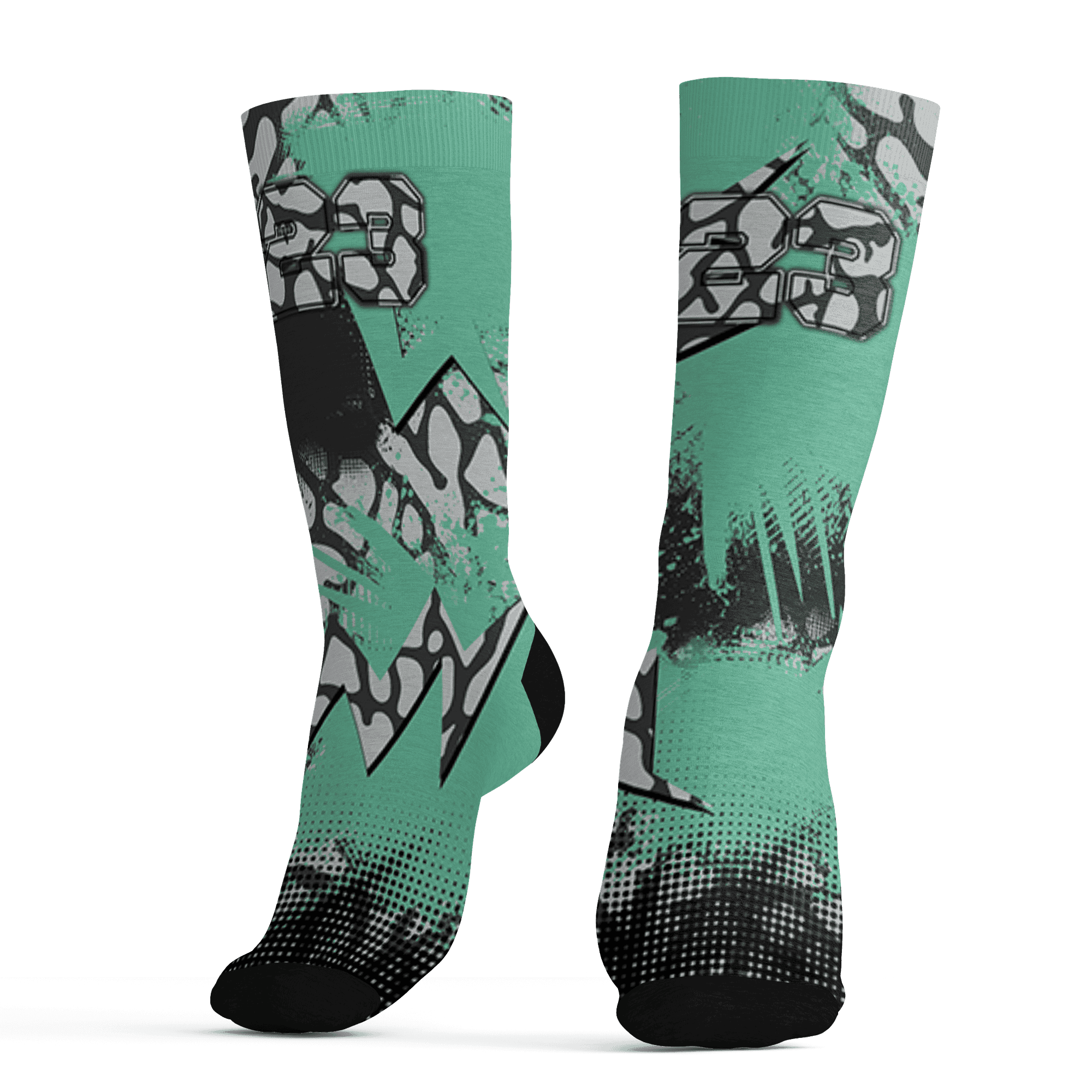 Green Glow 3s Socks Match Graffiti Wallpapers 23 3D All-Over Print - NastyJamz