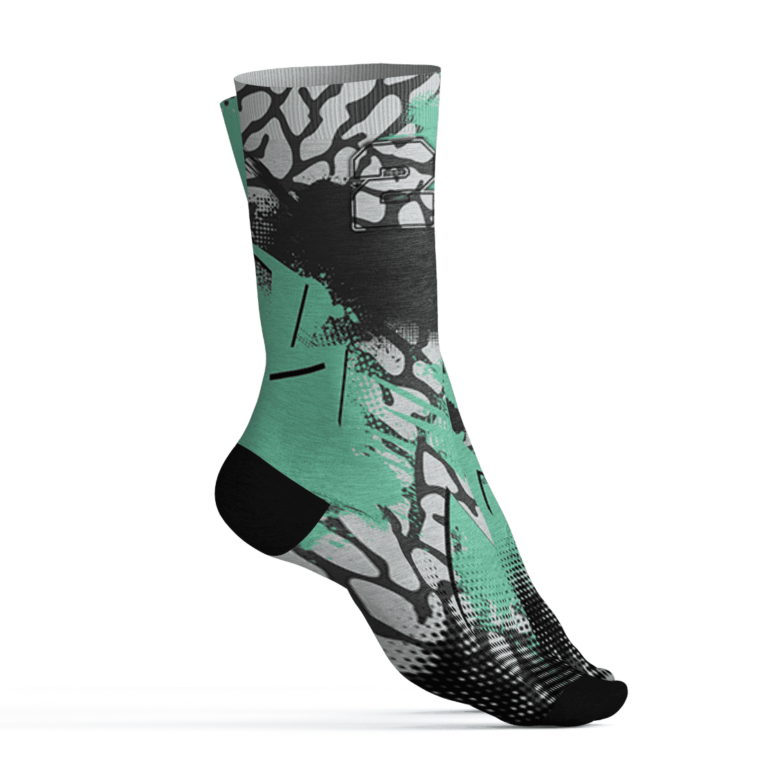 Green Glow 3s Socks Match Graffiti Wallpapers 23 3D All-Over Print - NastyJamz