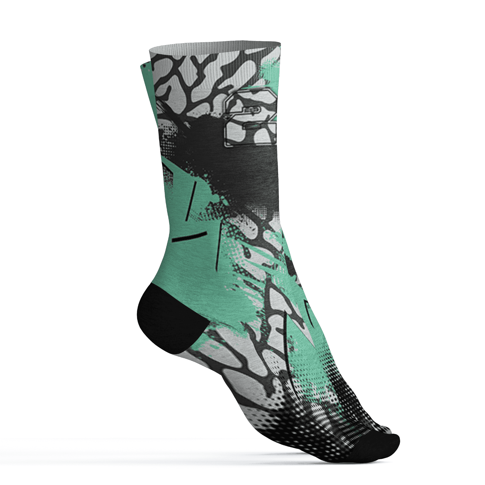 Green Glow 3s Socks Match Graffiti Wallpapers 23 3D All-Over Print - NastyJamz