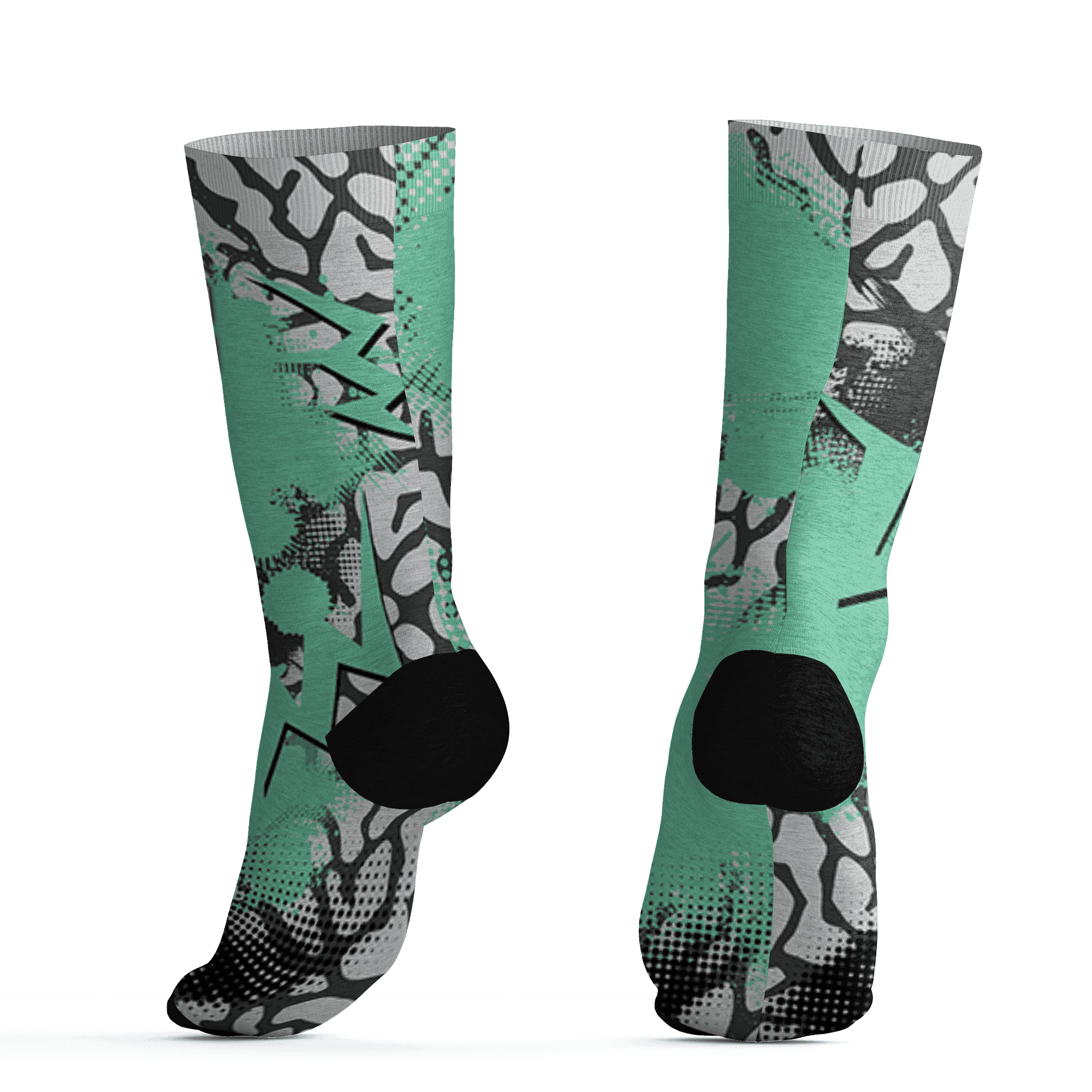 Green Glow 3s Socks Match Graffiti Wallpapers 23 3D All-Over Print - NastyJamz