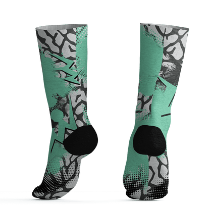 Green Glow 3s Socks Match Graffiti Wallpapers 23 3D All-Over Print - NastyJamz