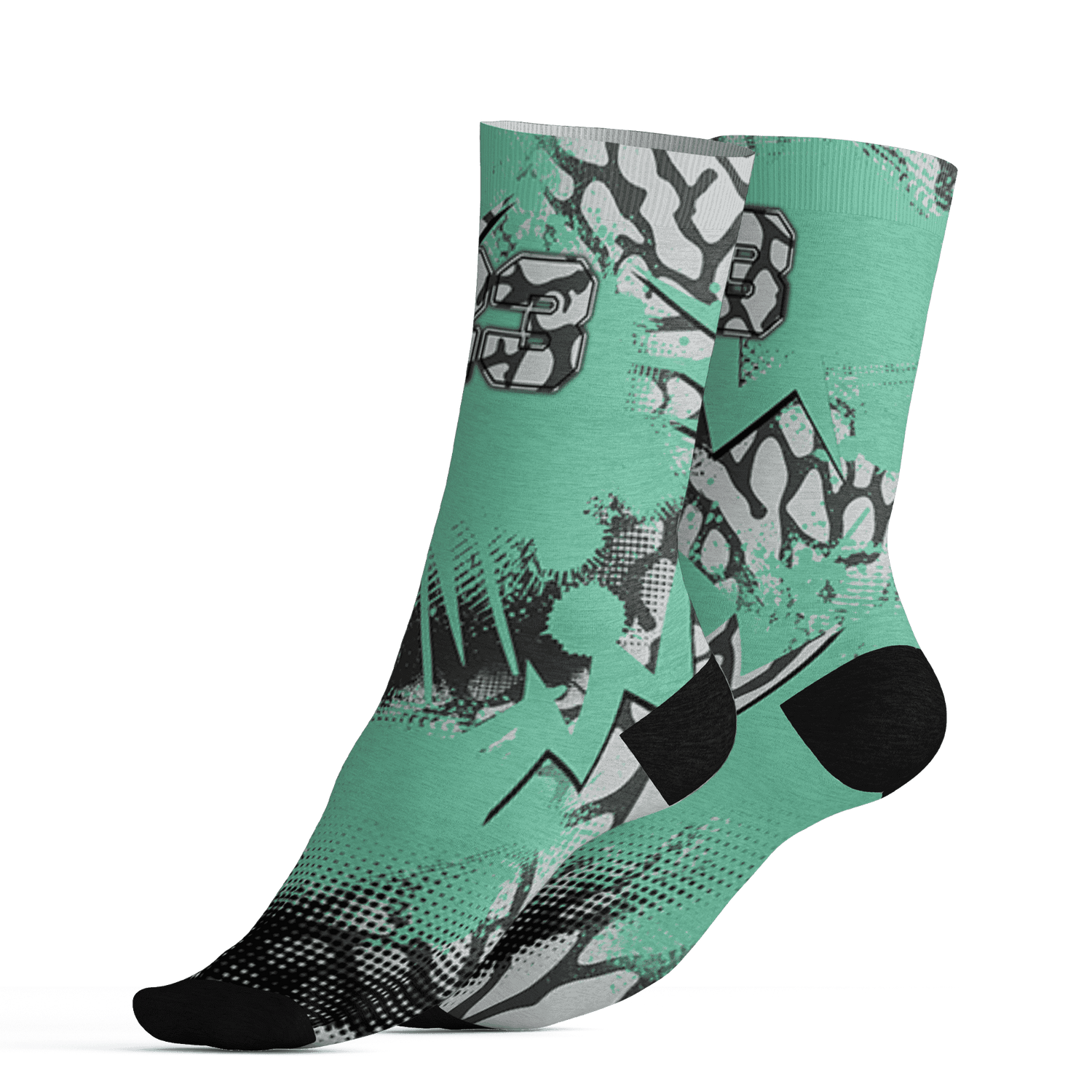 Green Glow 3s Socks Match Graffiti Wallpapers 23 3D All-Over Print - NastyJamz