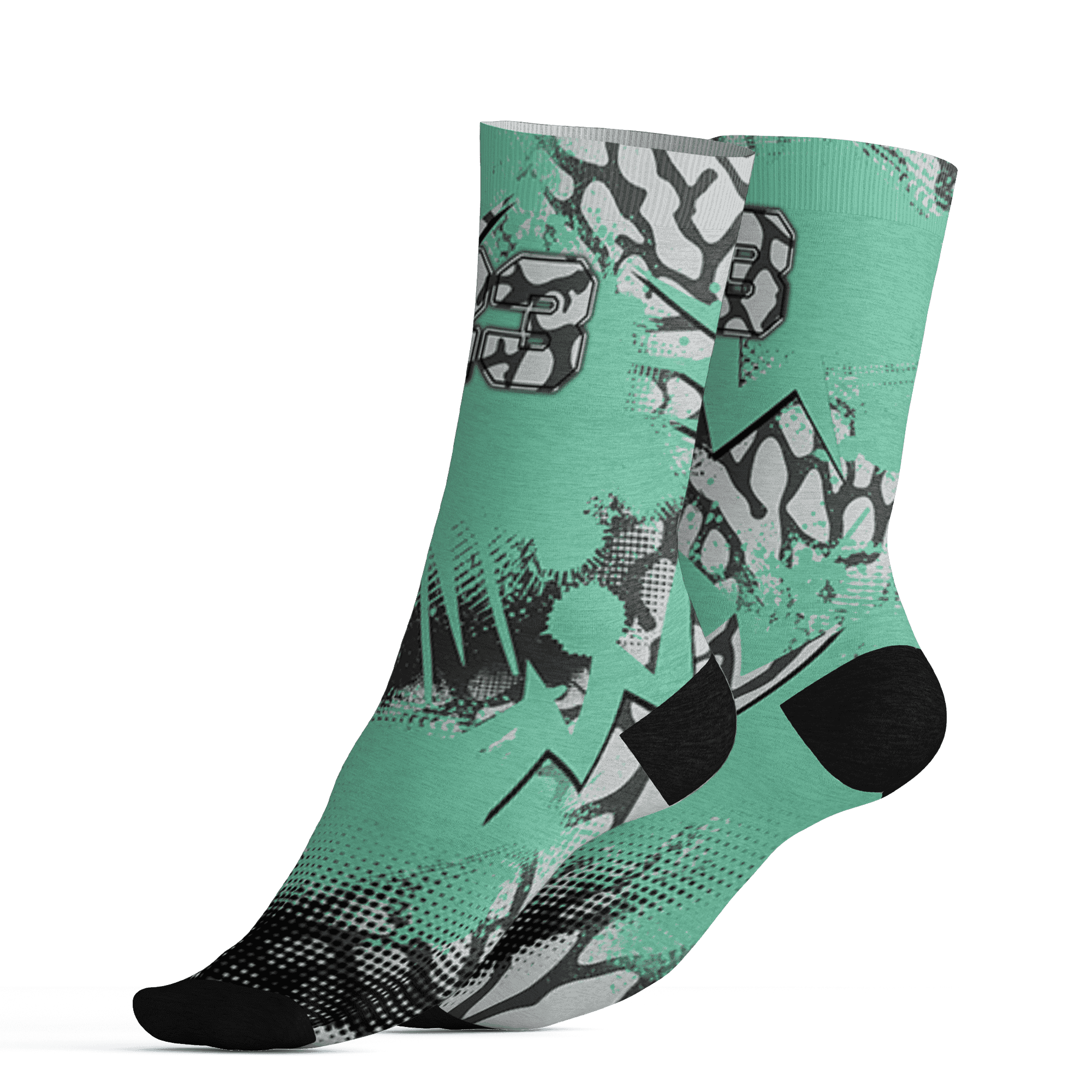 Green Glow 3s Socks Match Graffiti Wallpapers 23 3D All-Over Print - NastyJamz