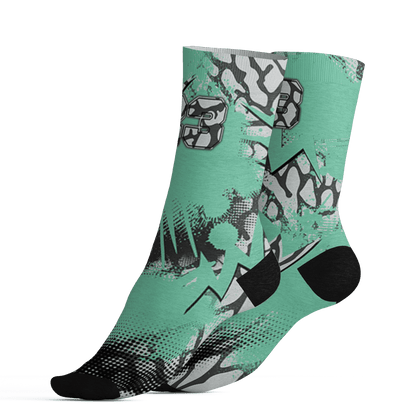 Green Glow 3s Socks Match Graffiti Wallpapers 23 3D All-Over Print - NastyJamz