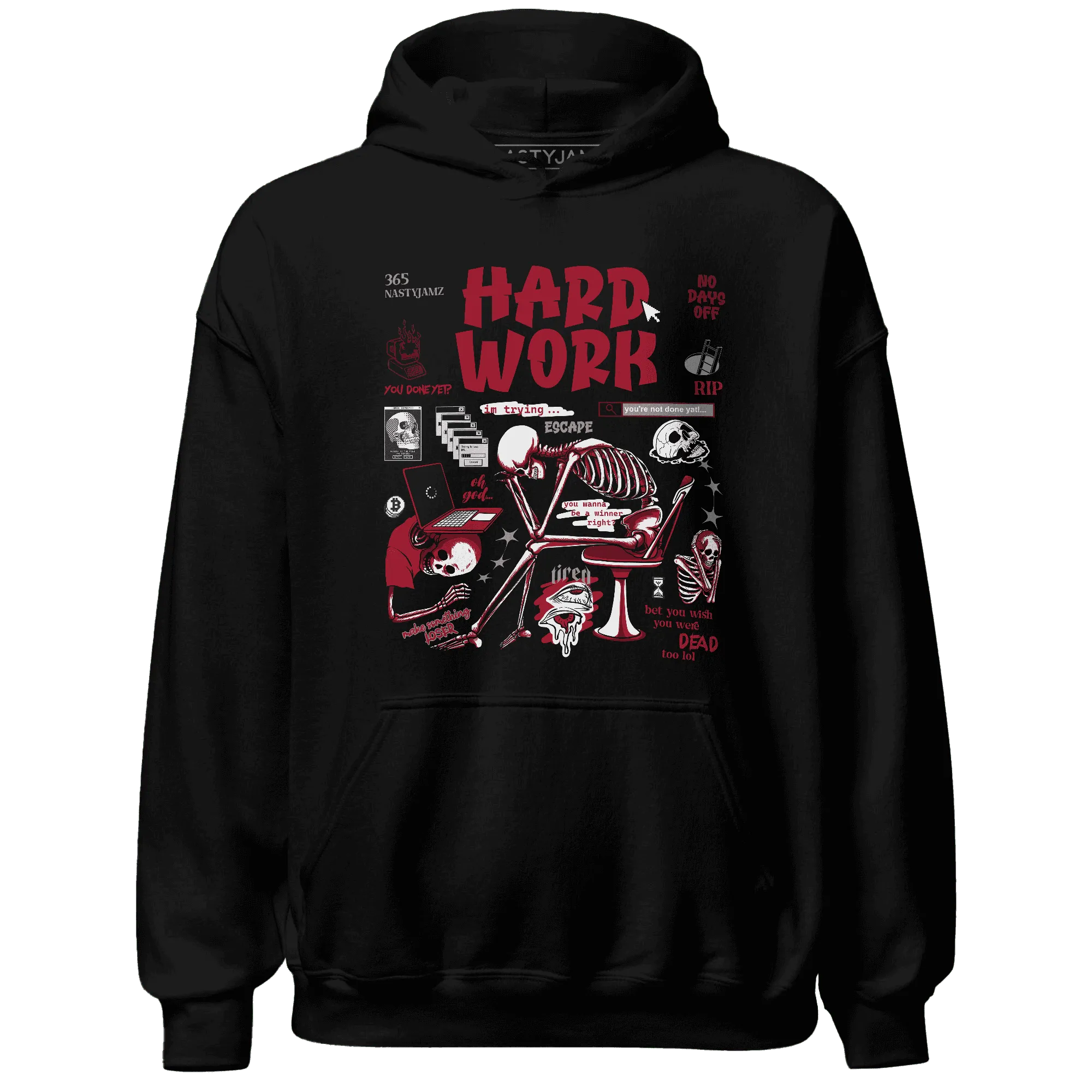 NastyJamz-Retro-Red-Taxi-12s-Hoodie-Match-Hard-Work