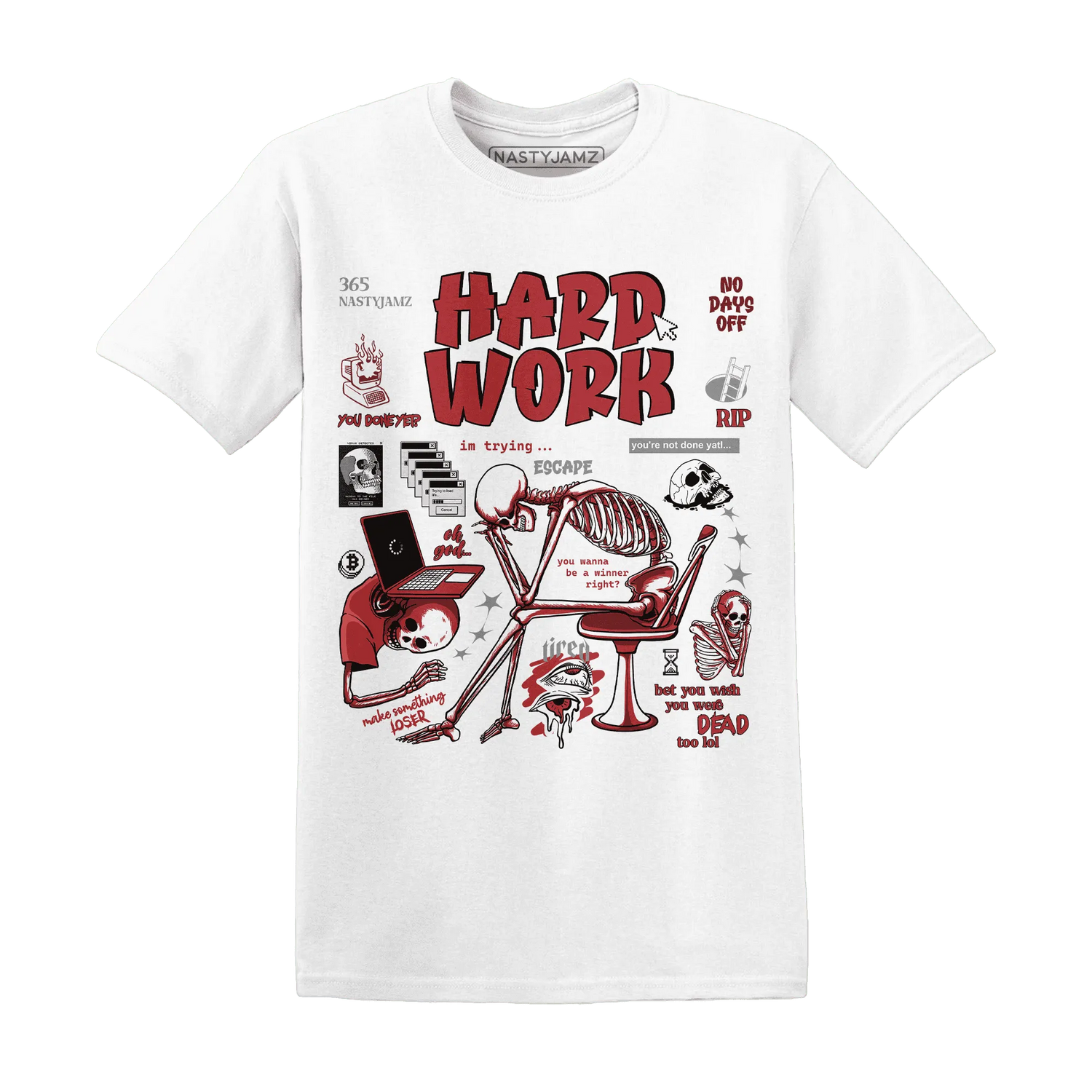 Black-Toe-Reimagined-Red-White-1s-T-Shirt-Match-Hard-Work