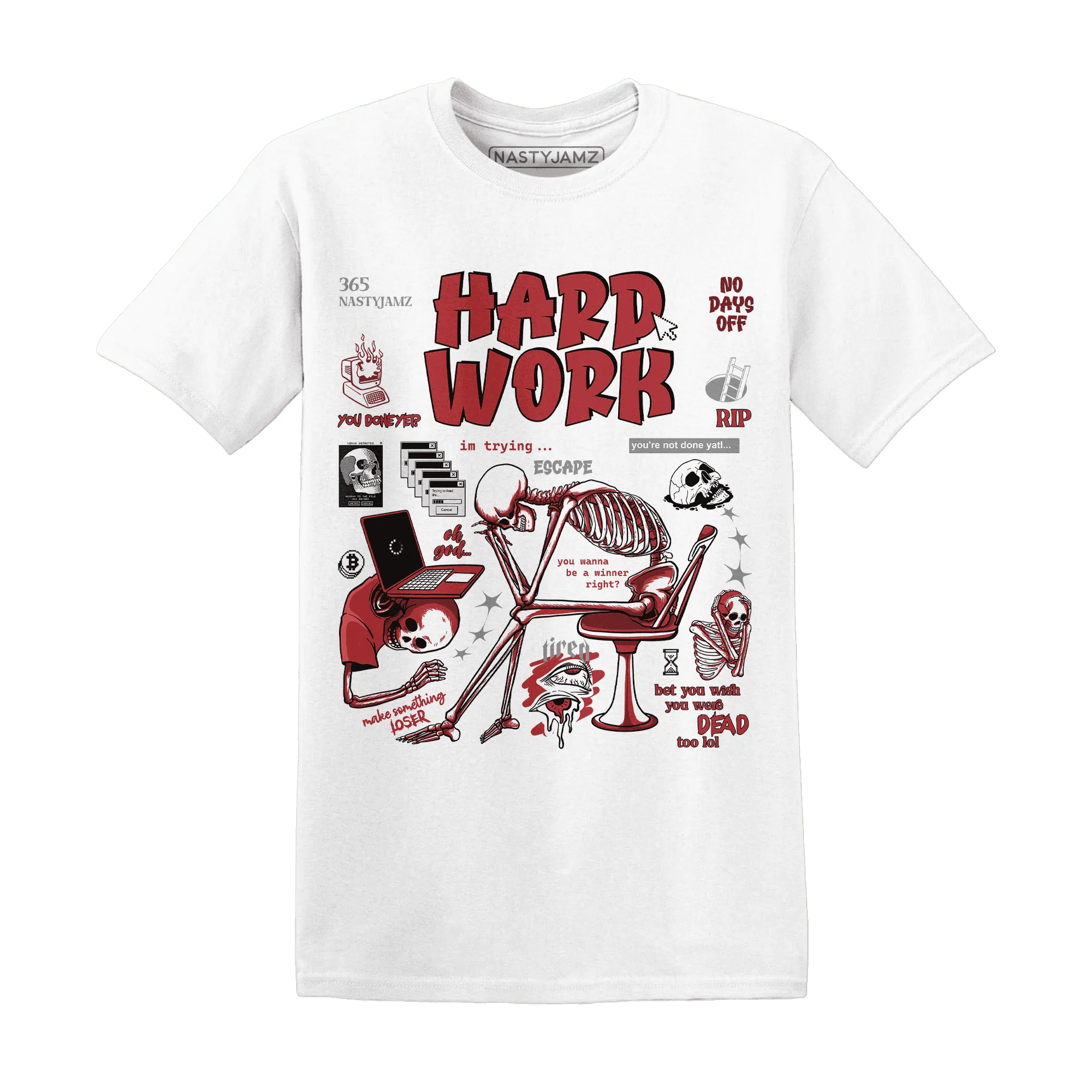 Black-Toe-Reimagined-Red-White-1s-T-Shirt-Match-Hard-Work