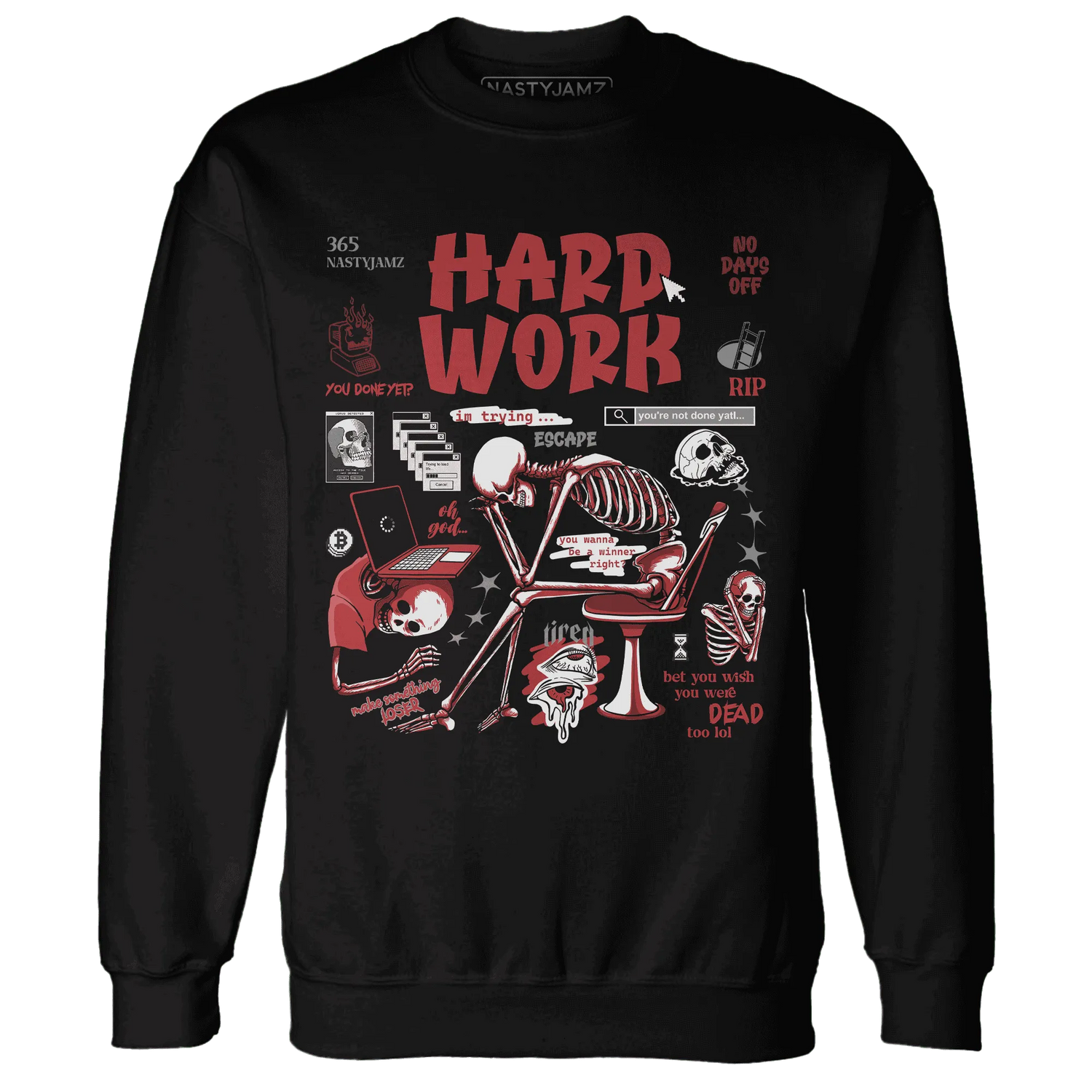 Black-Toe-Reimagined-Red-White-1s-Sweatshirt-Match-Hard-Work