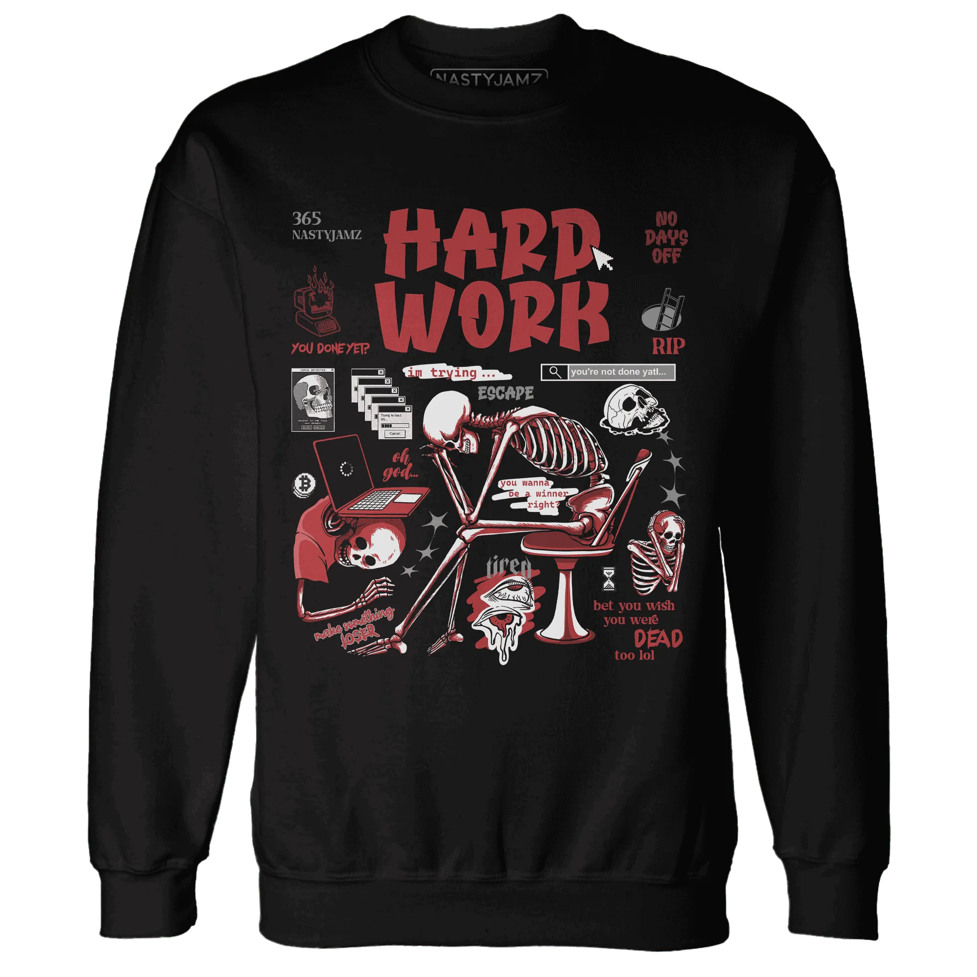 Black-Toe-Reimagined-Red-White-1s-Sweatshirt-Match-Hard-Work
