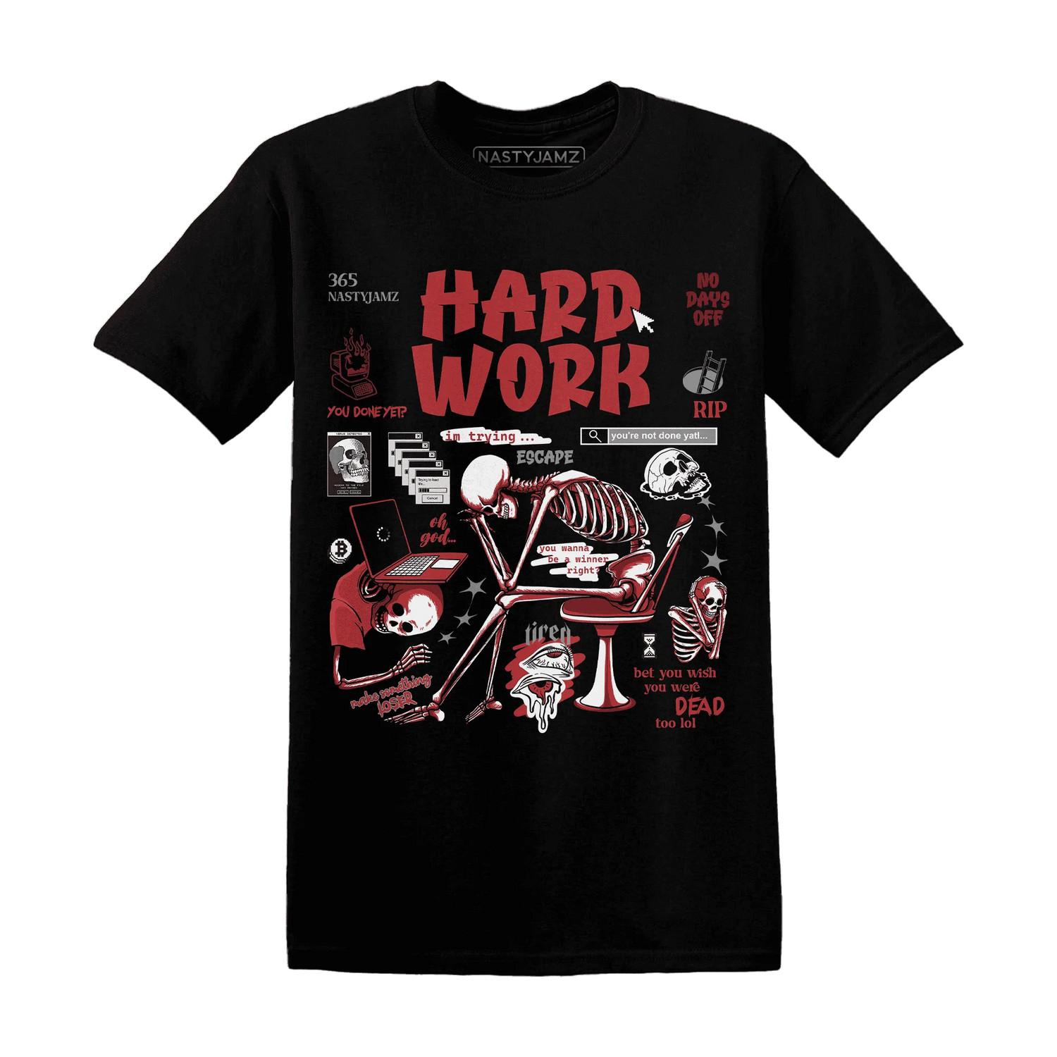 Black-Toe-Reimagined-Red-White-1s-T-Shirt-Match-Hard-Work