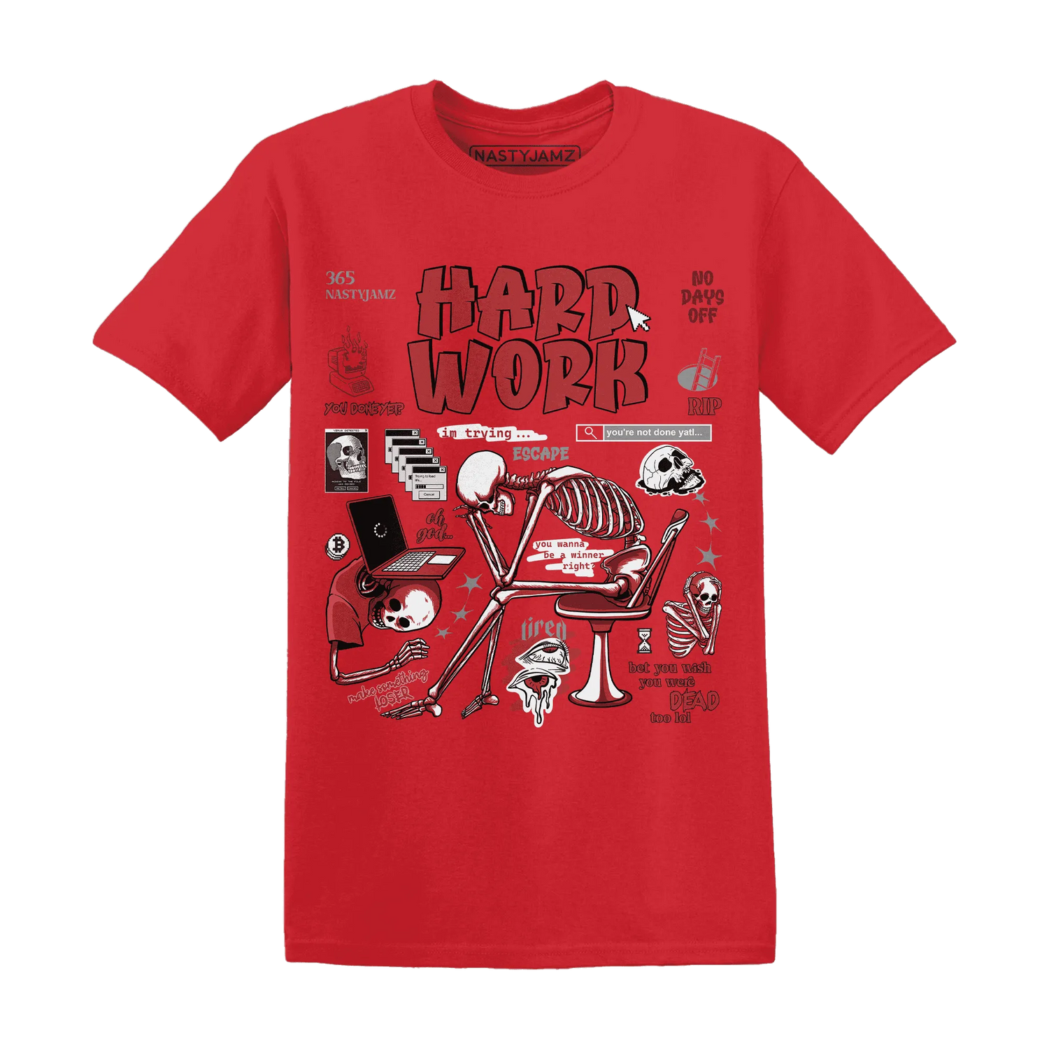 Black-Toe-Reimagined-Red-White-1s-T-Shirt-Match-Hard-Work