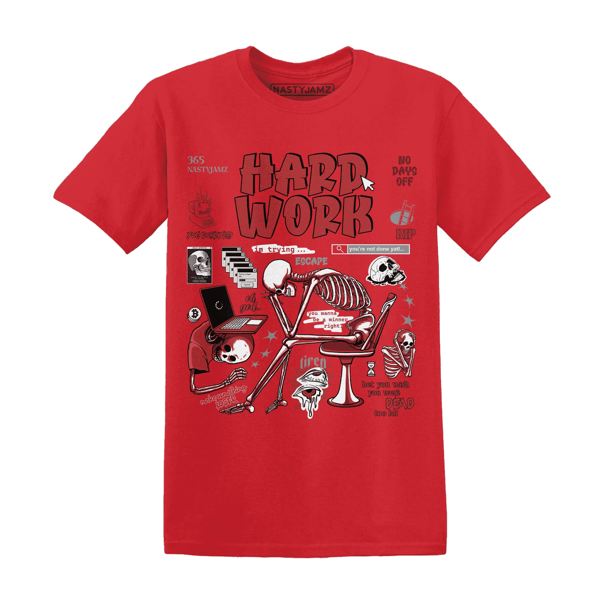 Black-Toe-Reimagined-Red-White-1s-T-Shirt-Match-Hard-Work