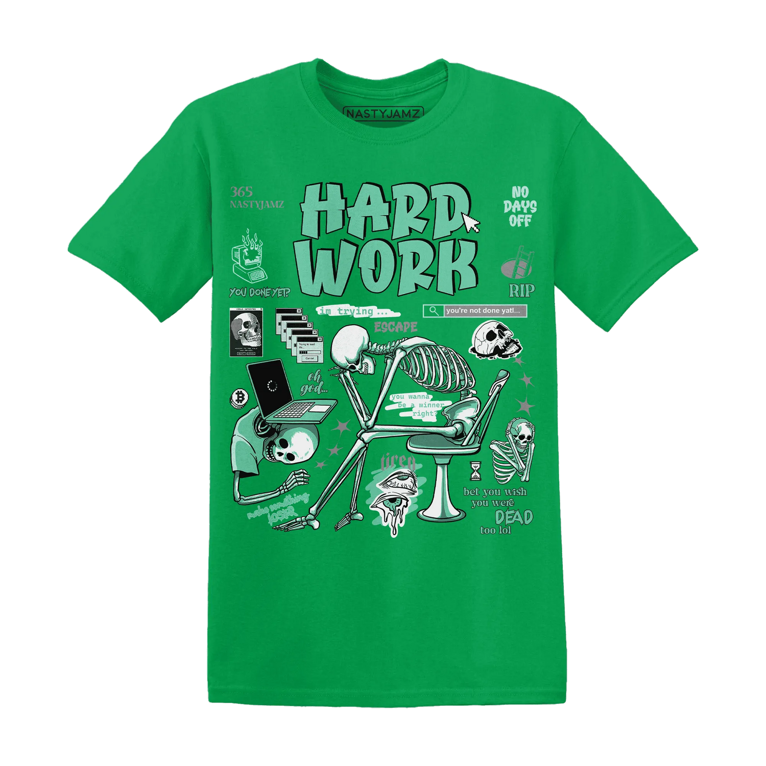 NastyJamz-High-OG-Green-Glow-1s-T-Shirt-Match-Hard-Work