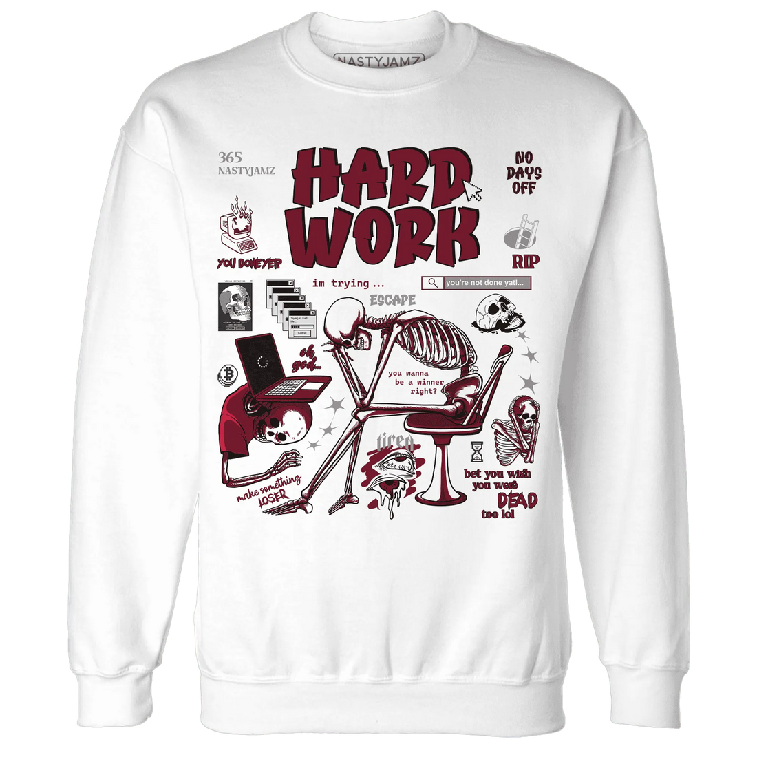 NastyJamz-High-White-Team-Red-1s-Sweatshirt-Match-Hard-Work