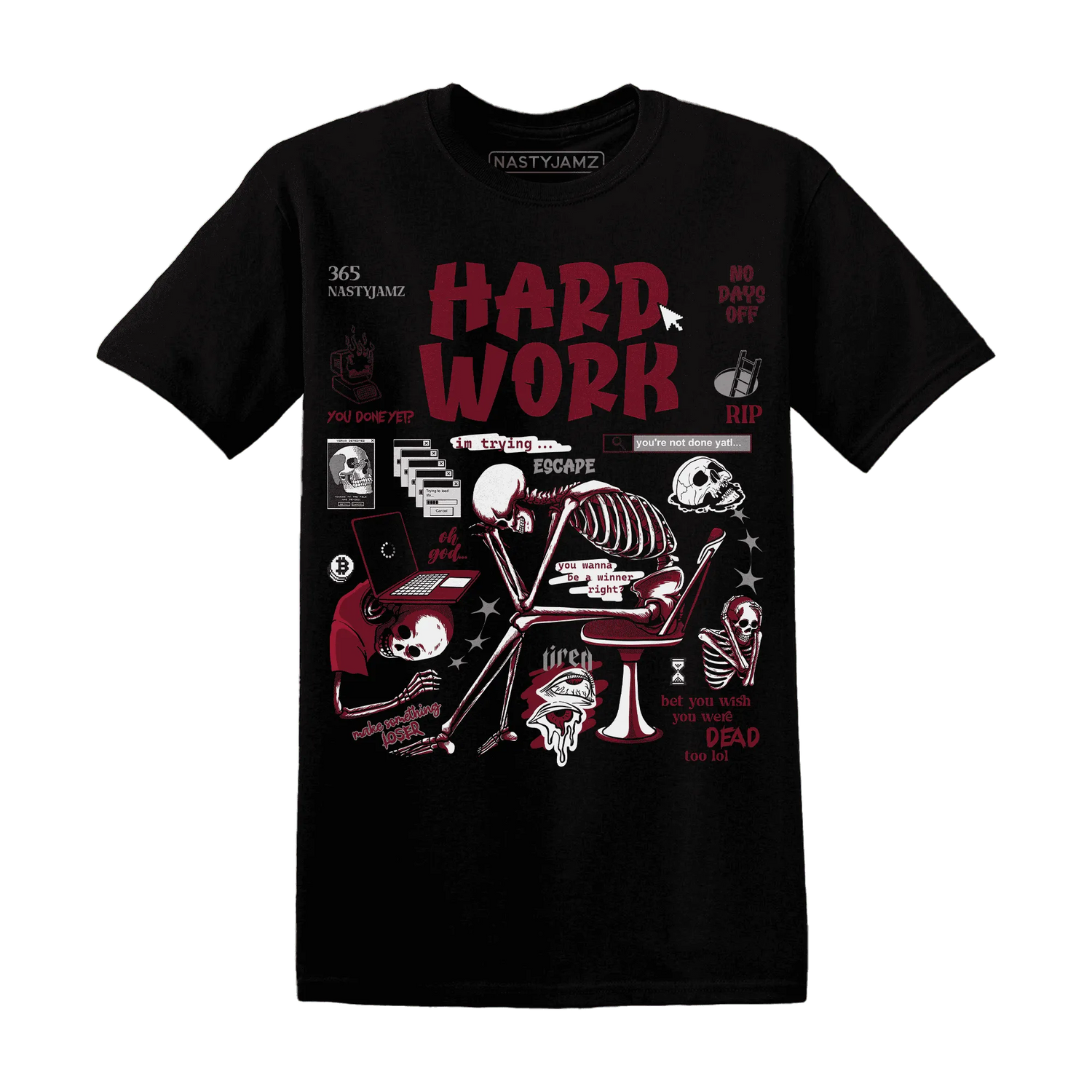 NastyJamz-High-White-Team-Red-1s-T-Shirt-Match-Hard-Work