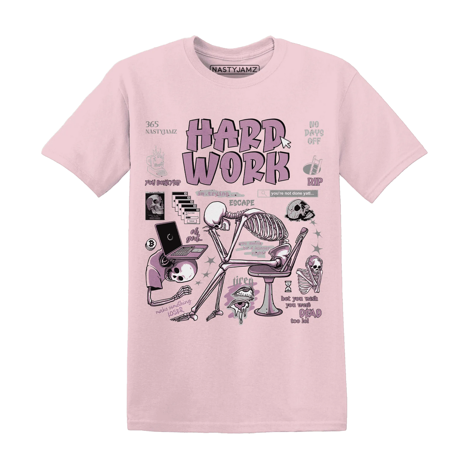 Orchid-Neutral-Grey-Black-White-4s-T-Shirt-Match-Hard-Work