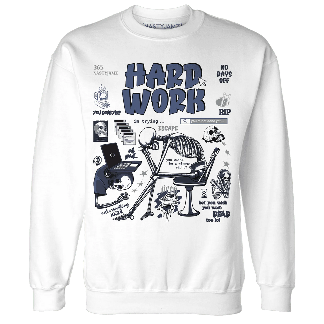 NastyJamz-White-Navy-6s-Sweatshirt-Match-Hard-Work