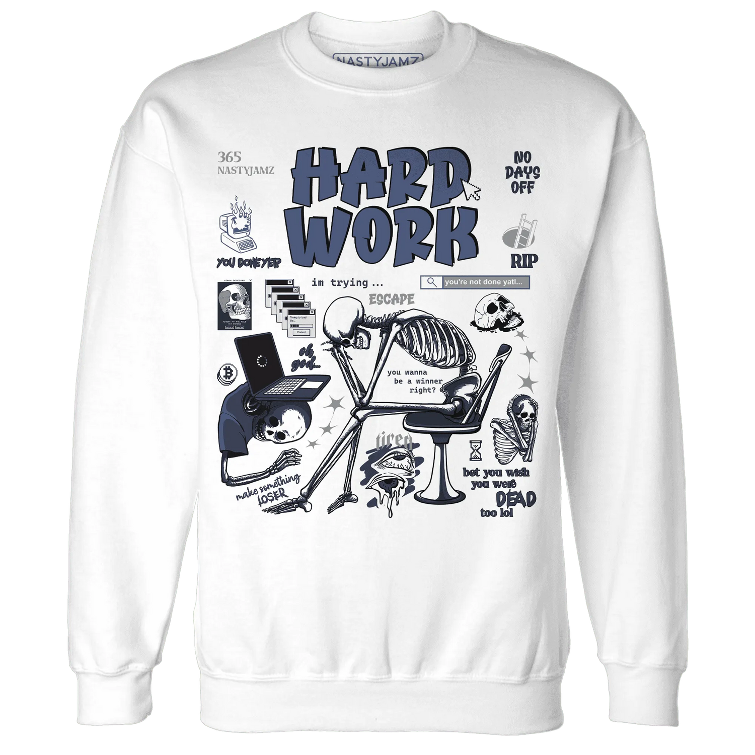 NastyJamz-White-Navy-6s-Sweatshirt-Match-Hard-Work