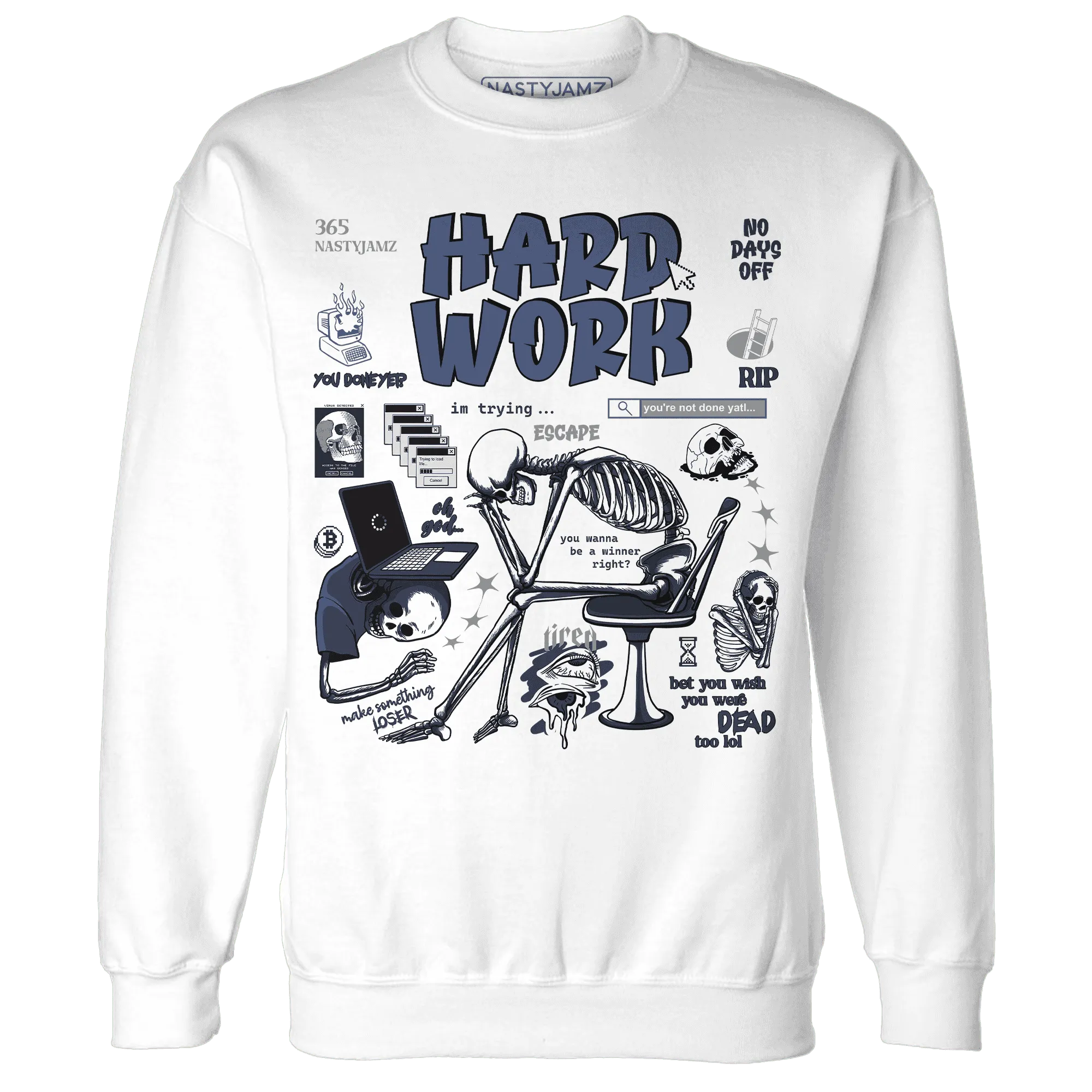 NastyJamz-White-Navy-6s-Sweatshirt-Match-Hard-Work