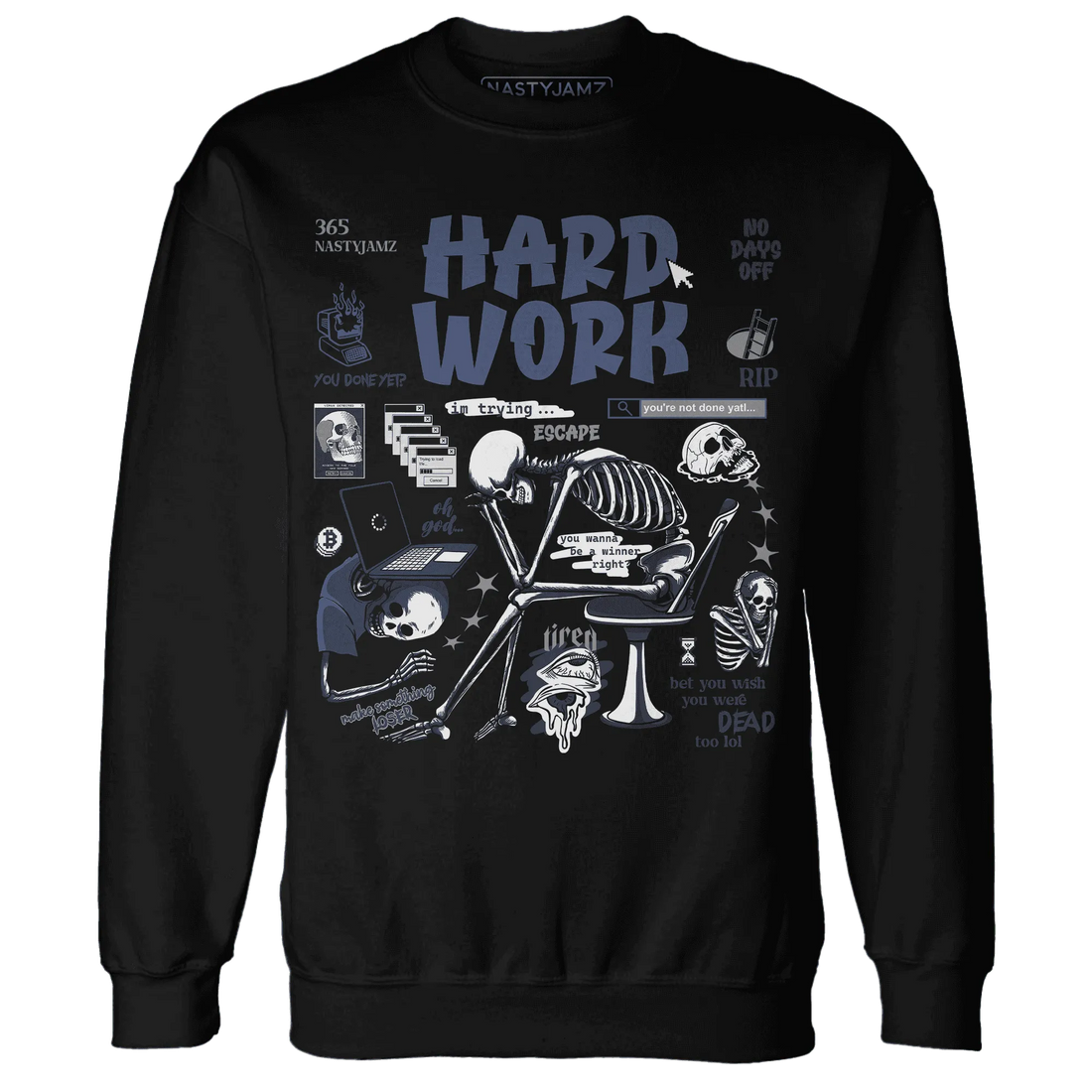 NastyJamz-White-Navy-6s-Sweatshirt-Match-Hard-Work