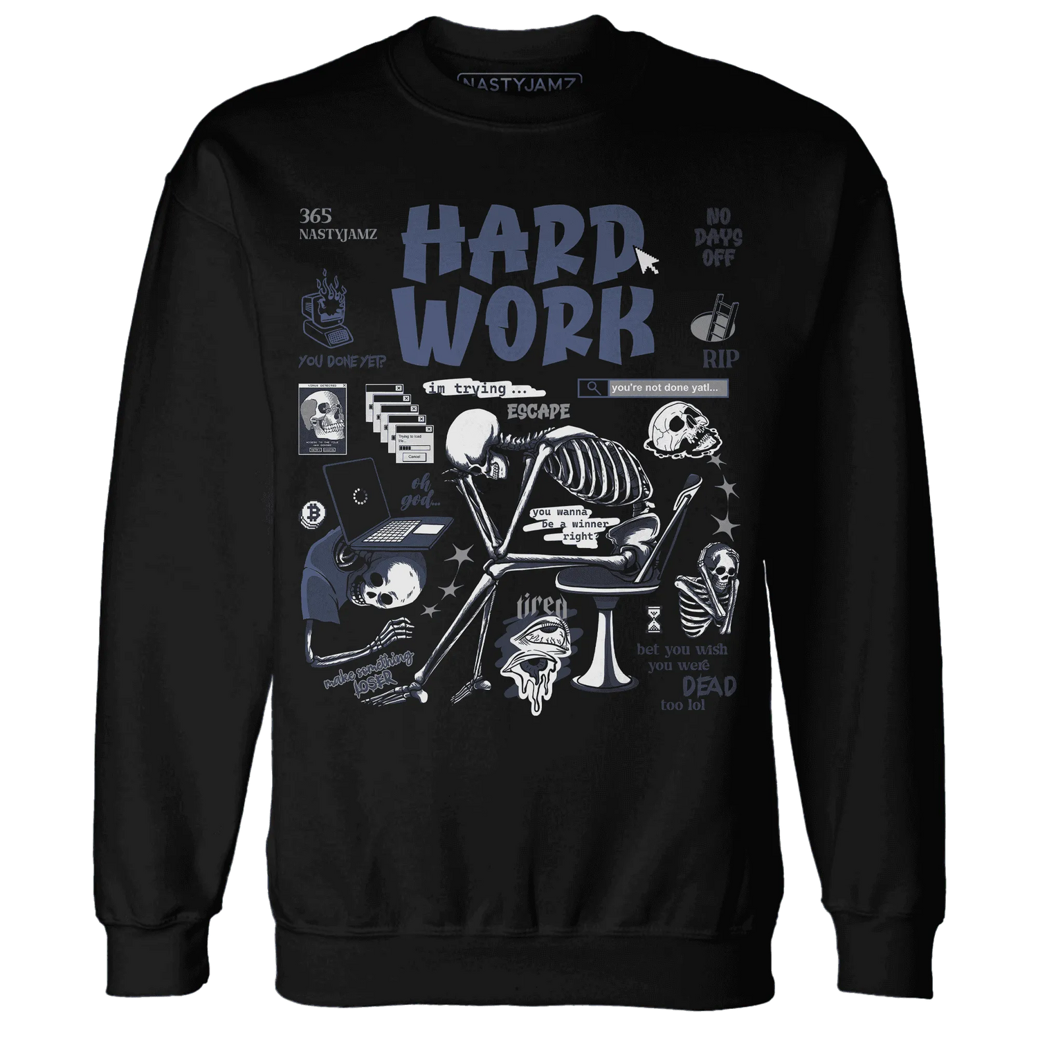 NastyJamz-White-Navy-6s-Sweatshirt-Match-Hard-Work