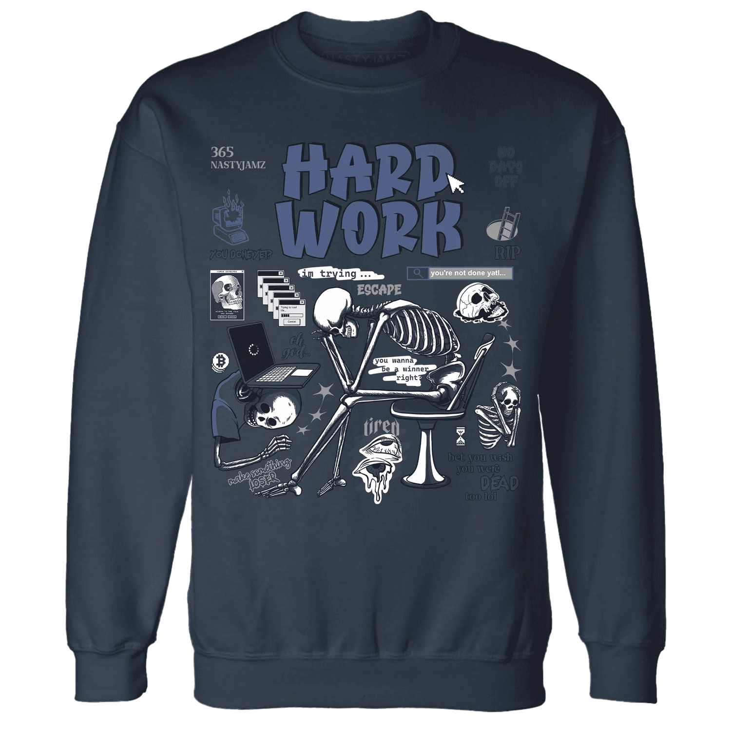 NastyJamz-White-Navy-6s-Sweatshirt-Match-Hard-Work