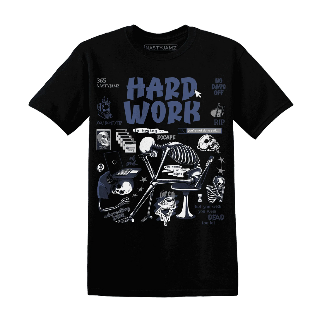NastyJamz-White-Navy-6s-T-Shirt-Match-Hard-Work