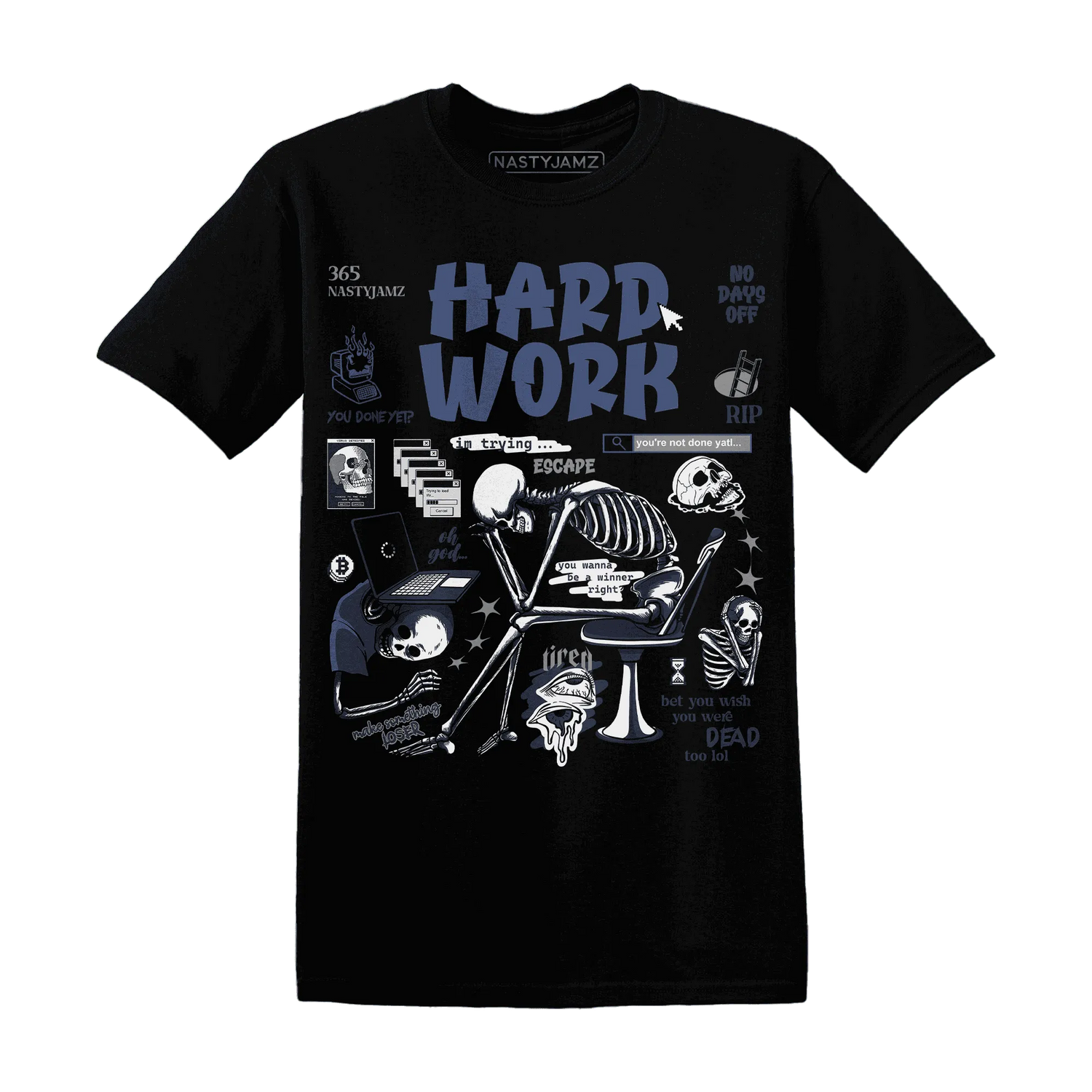 NastyJamz-White-Navy-6s-T-Shirt-Match-Hard-Work