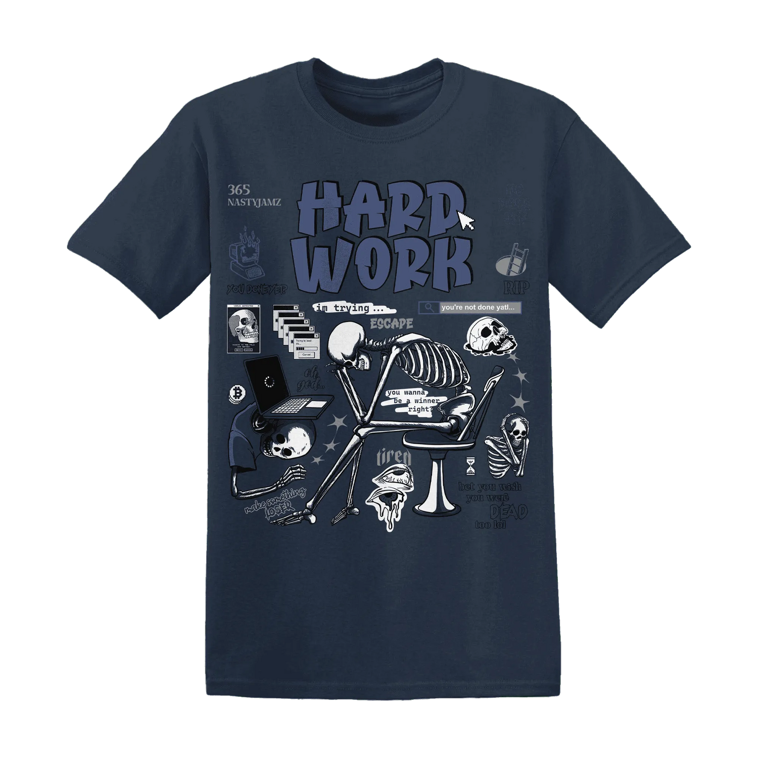 NastyJamz-White-Navy-6s-T-Shirt-Match-Hard-Work
