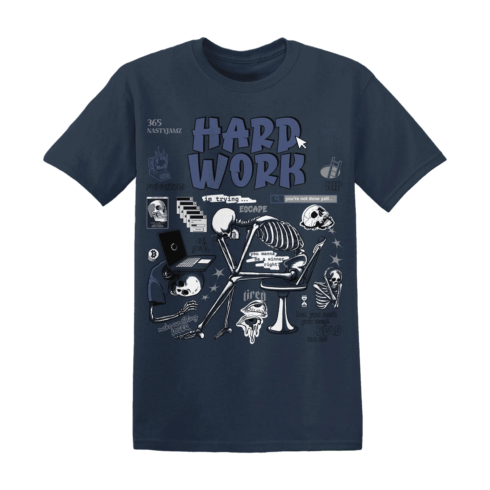 NastyJamz-White-Navy-6s-T-Shirt-Match-Hard-Work