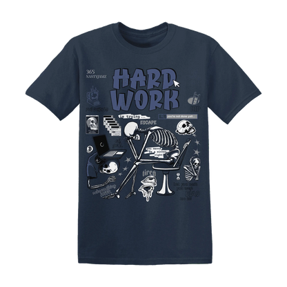 NastyJamz-White-Navy-6s-T-Shirt-Match-Hard-Work