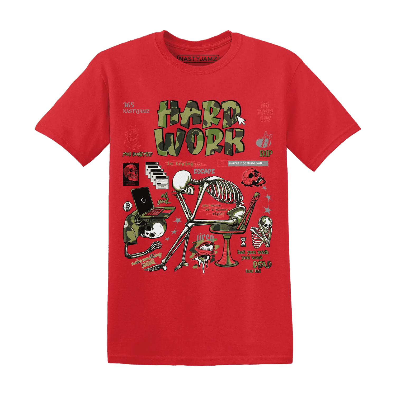 AM-90-Dark-Sage-Solar-Red-T-Shirt-Match-Hard-Work