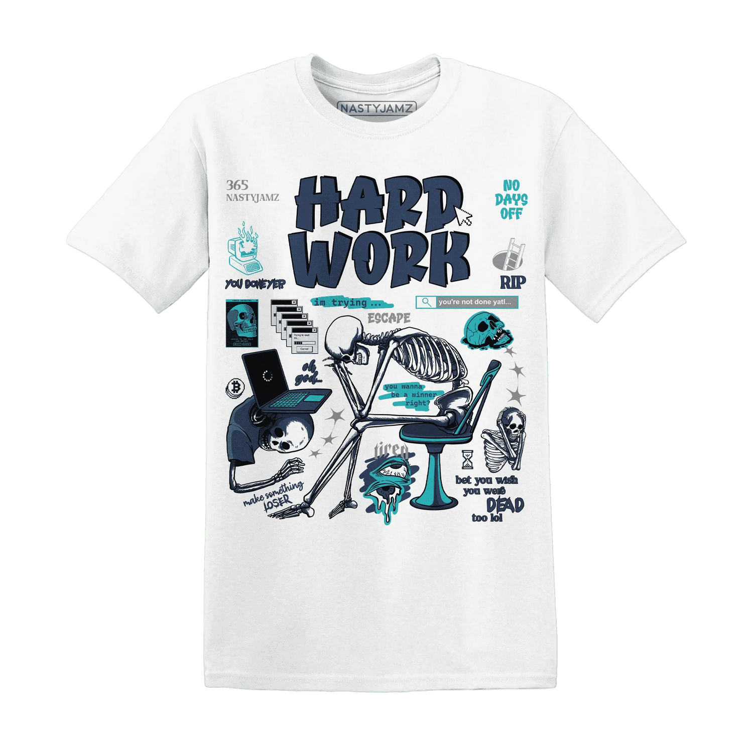 NastyJamz-AM-Plus-Drift-Midnight-Navy-Total-Orange-Dusty-Cactus-T-Shirt-Match-Hard-Work