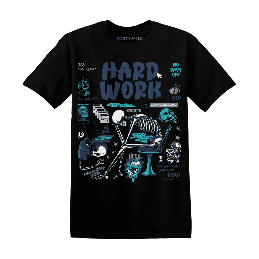 NastyJamz-AM-Plus-Drift-Midnight-Navy-Total-Orange-Dusty-Cactus-T-Shirt-Match-Hard-Work