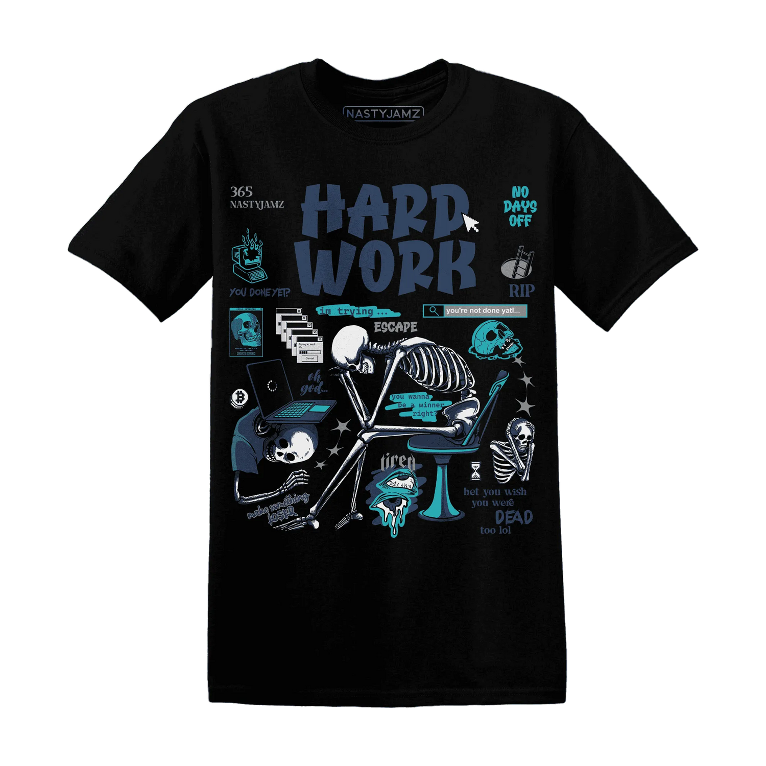 NastyJamz-AM-Plus-Drift-Midnight-Navy-Total-Orange-Dusty-Cactus-T-Shirt-Match-Hard-Work