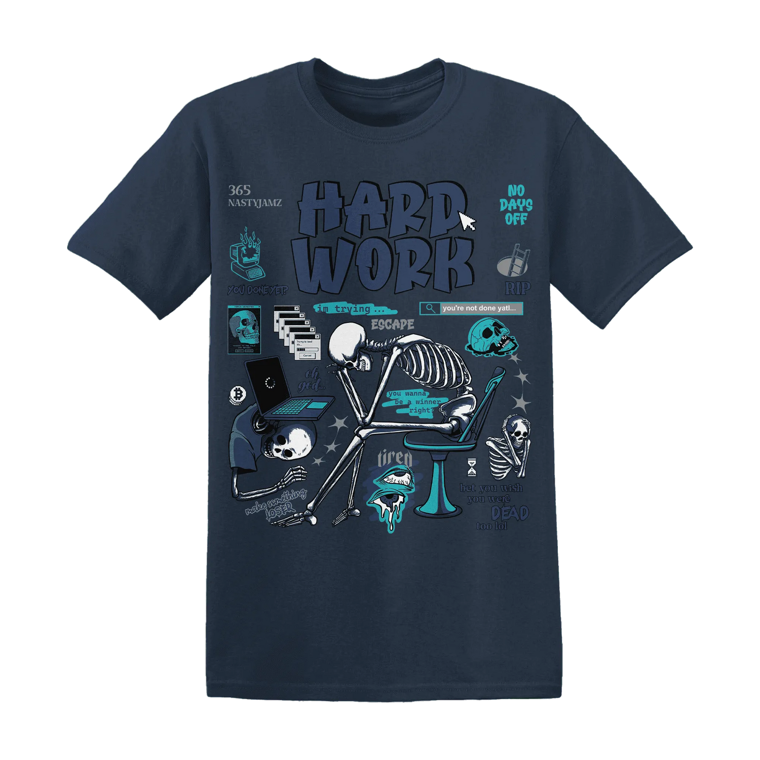 NastyJamz-AM-Plus-Drift-Midnight-Navy-Total-Orange-Dusty-Cactus-T-Shirt-Match-Hard-Work