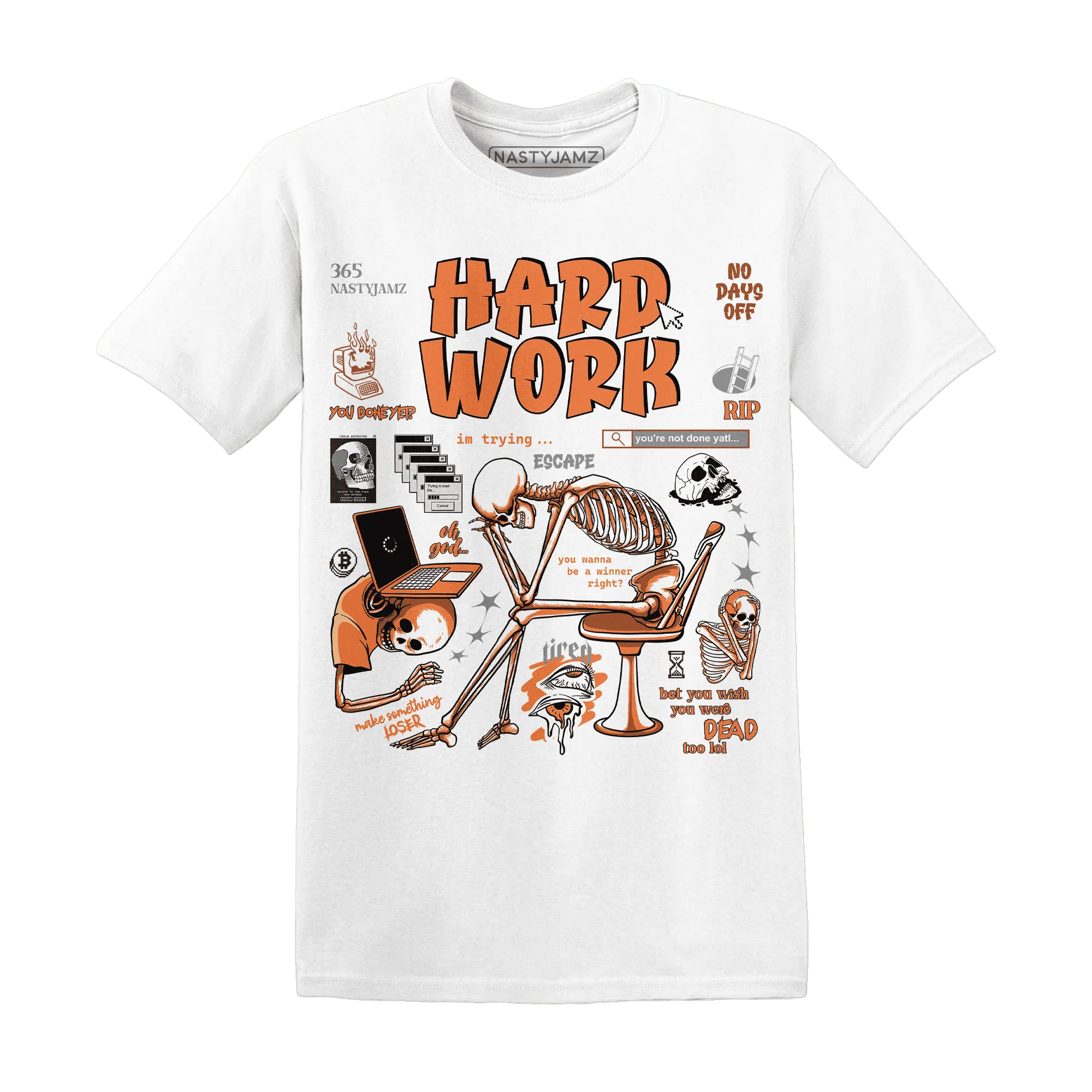 AM-TW-White-Orange-NastyJamz-T-Shirt-Match-Hard-Work