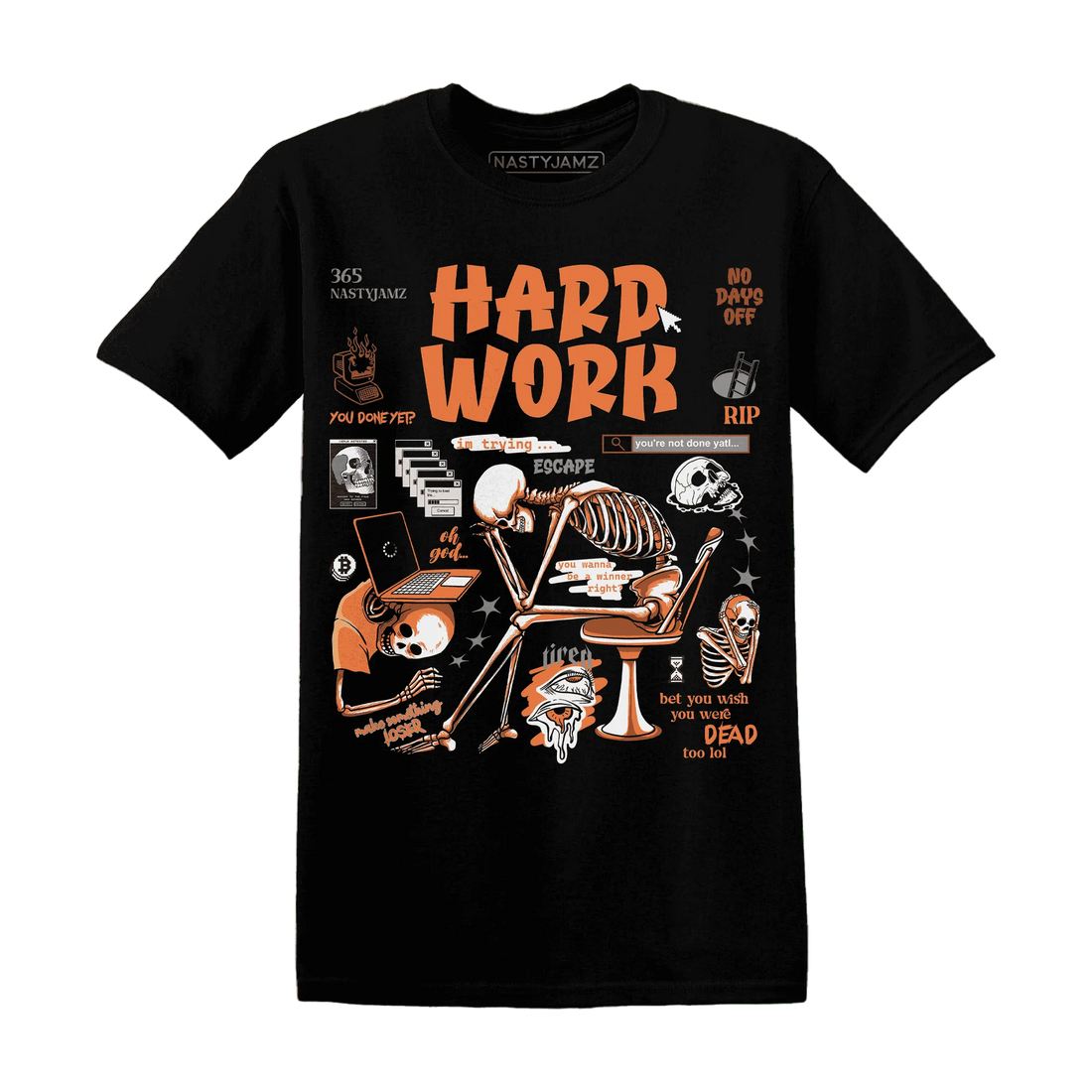 AM-TW-White-Orange-NastyJamz-T-Shirt-Match-Hard-Work