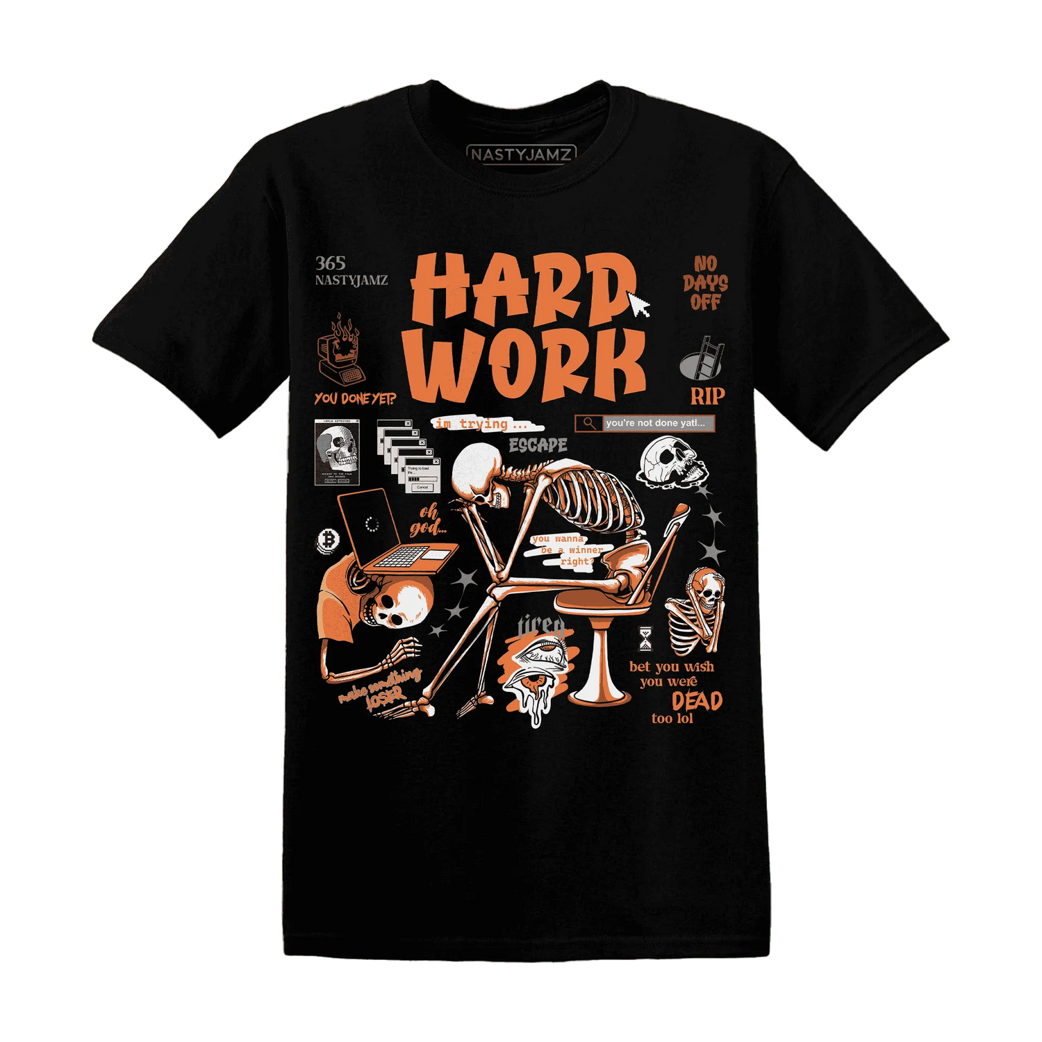 AM-TW-White-Orange-NastyJamz-T-Shirt-Match-Hard-Work