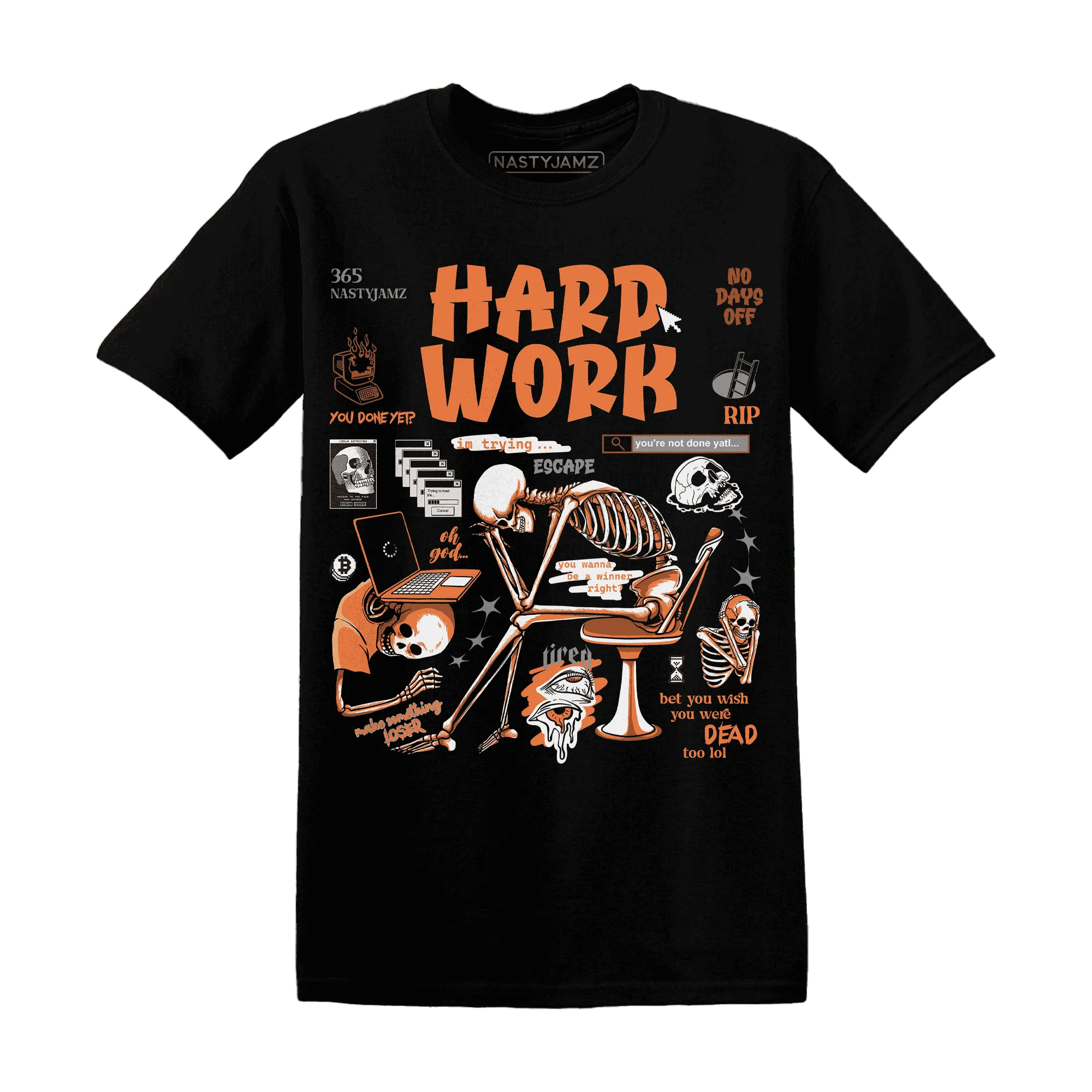 AM-TW-White-Orange-NastyJamz-T-Shirt-Match-Hard-Work