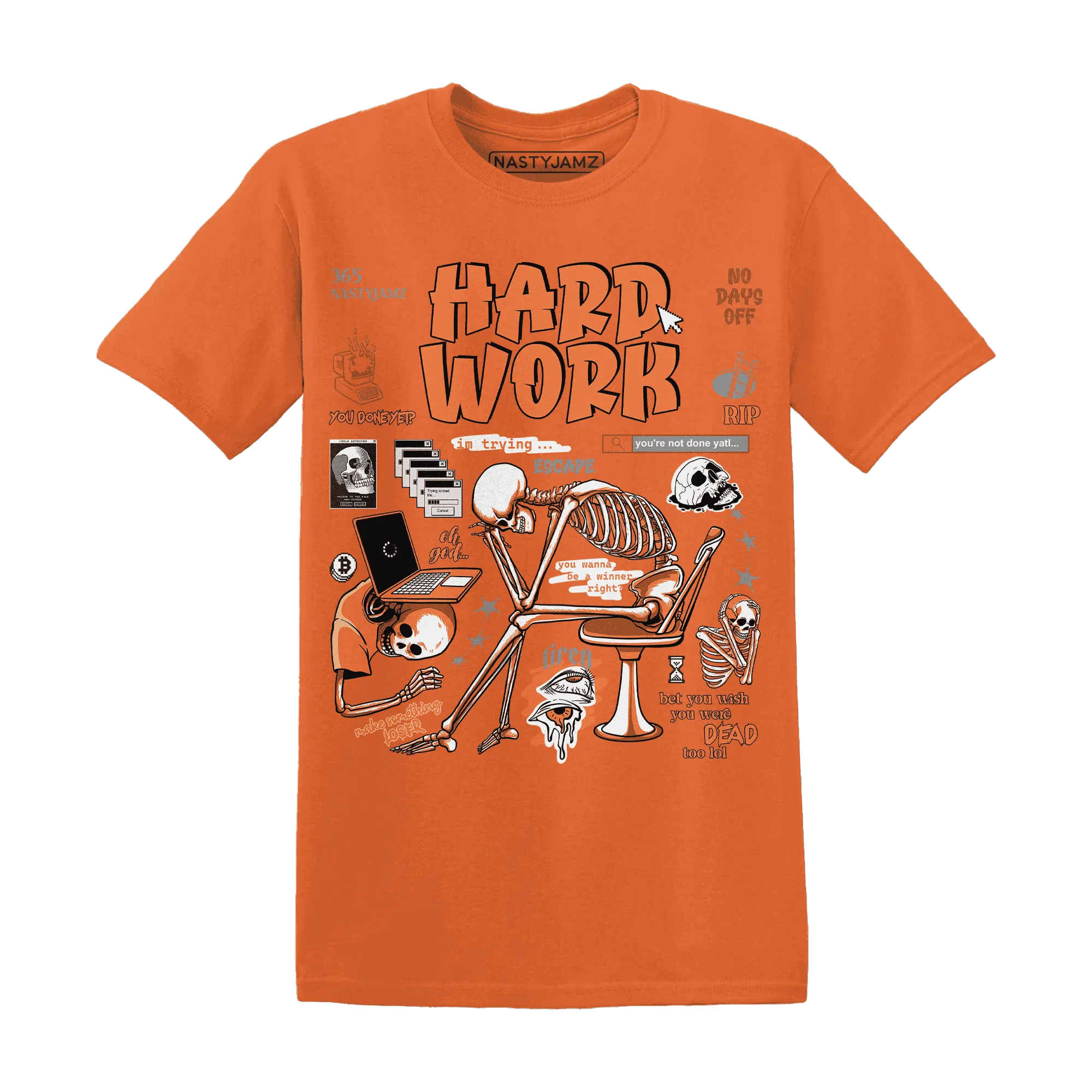 AM-TW-White-Orange-NastyJamz-T-Shirt-Match-Hard-Work