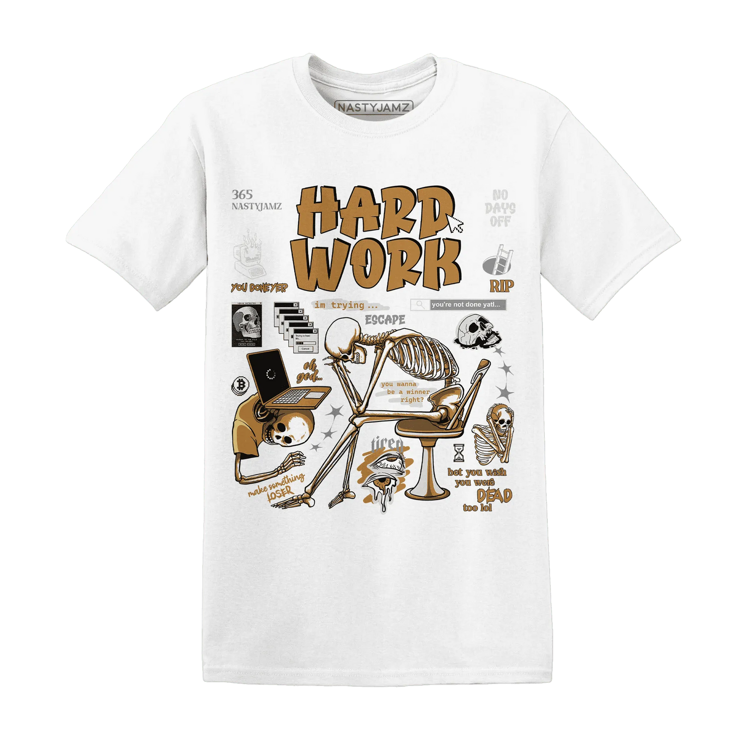 Dunk-Low-Retro-Wheat-Orange-T-Shirt-Match-Hard-Work