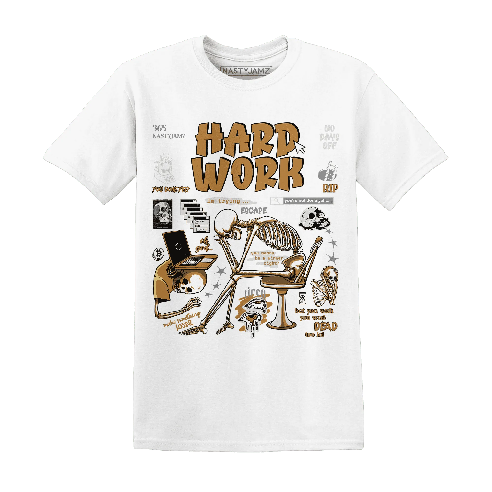 Dunk-Low-Retro-Wheat-Orange-T-Shirt-Match-Hard-Work