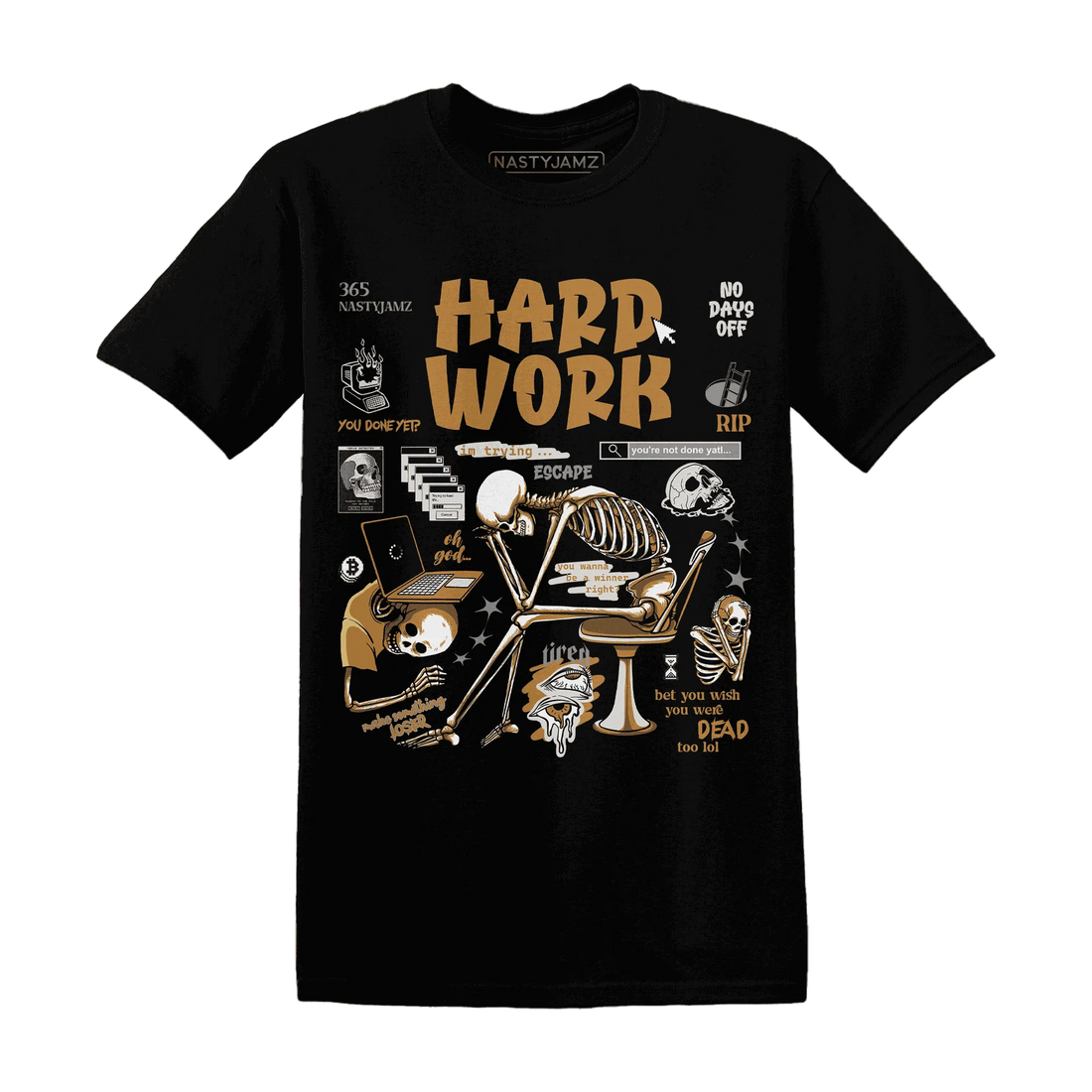 Dunk-Low-Retro-Wheat-Orange-T-Shirt-Match-Hard-Work