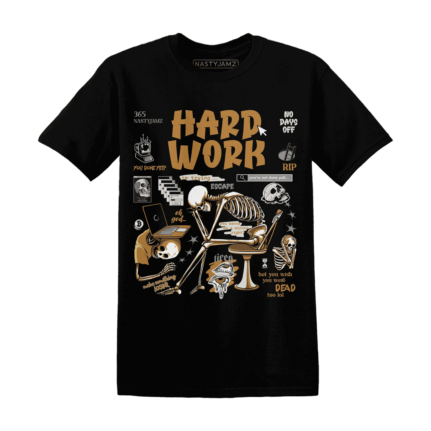 Dunk-Low-Retro-Wheat-Orange-T-Shirt-Match-Hard-Work