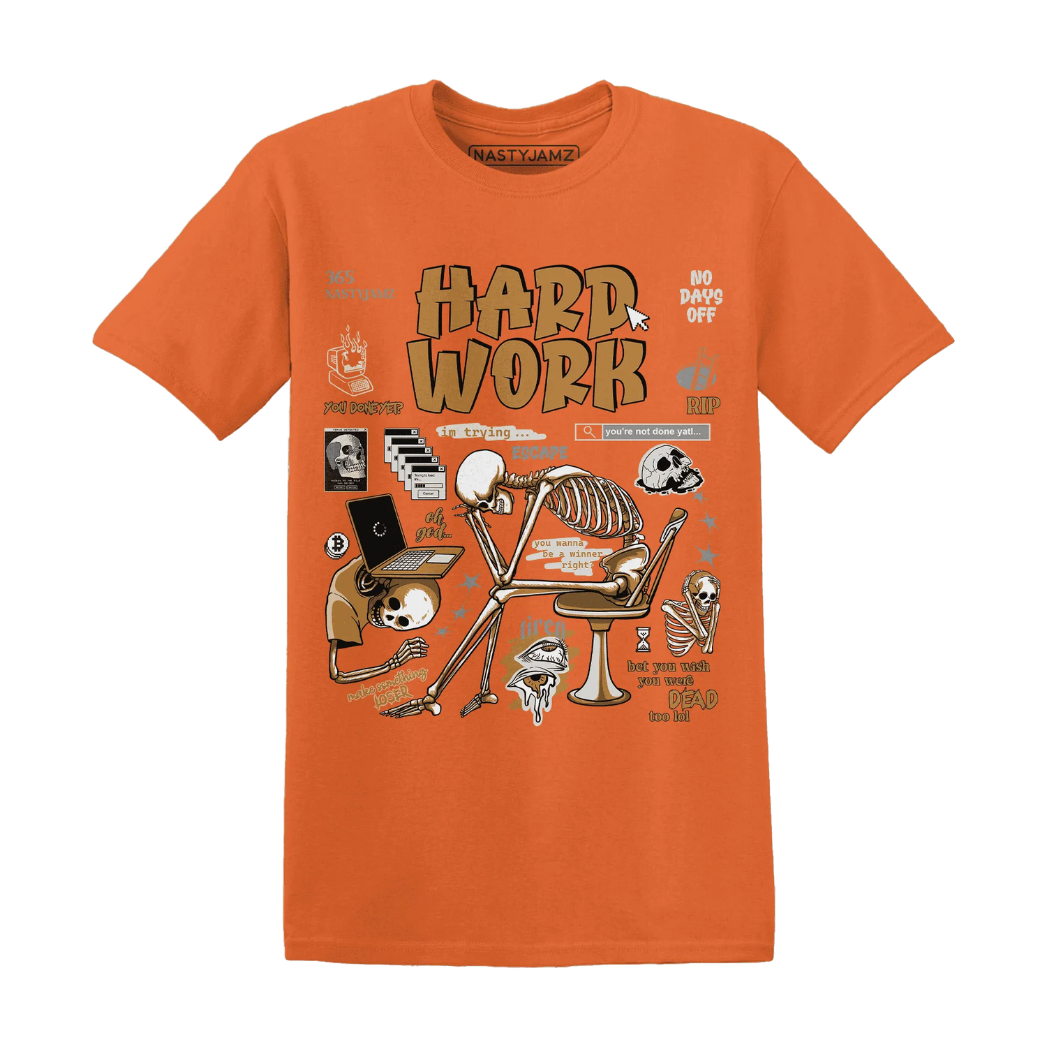 Dunk-Low-Retro-Wheat-Orange-T-Shirt-Match-Hard-Work