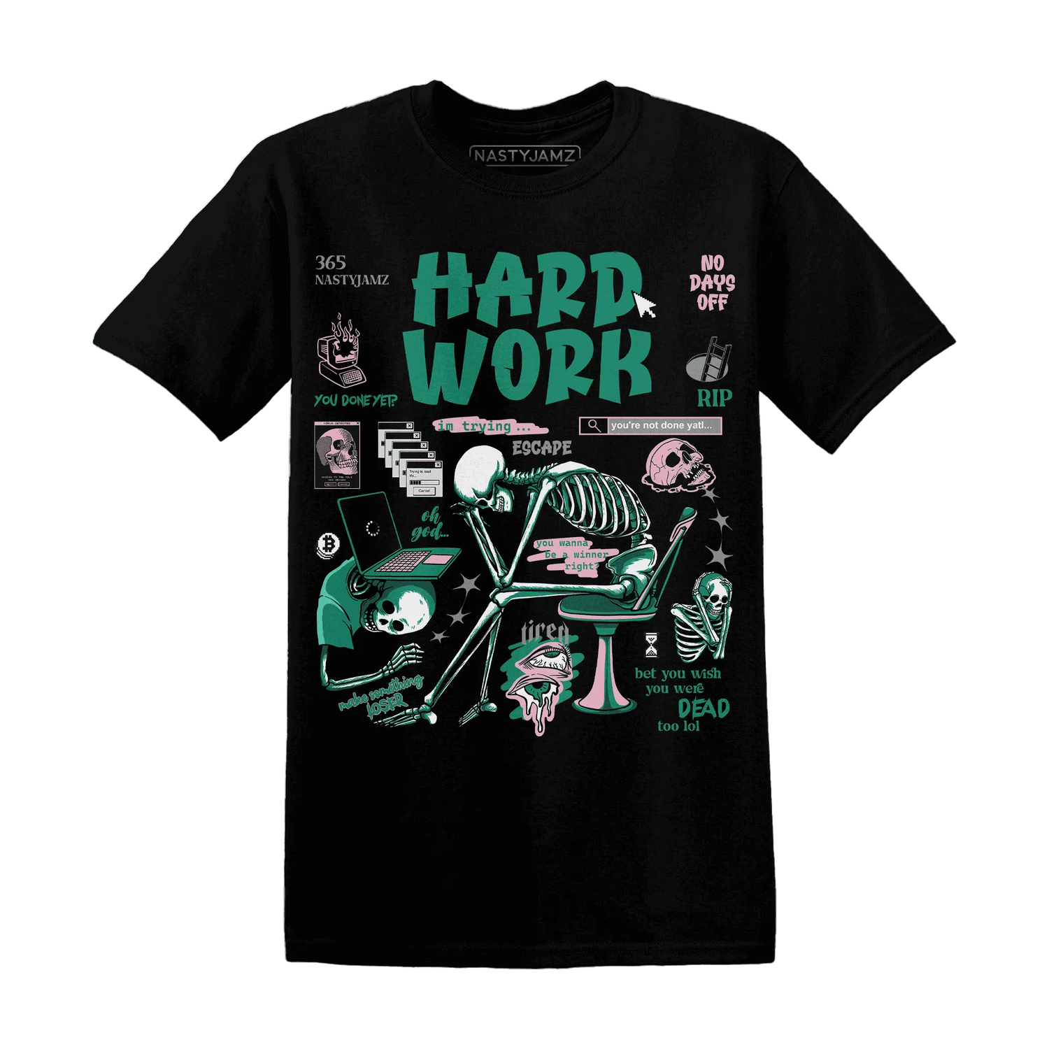 NastyJamz-Dunk-Pink-Malachite-Medium-Soft-Low-Sail-T-Shirt-Match-Hard-Work